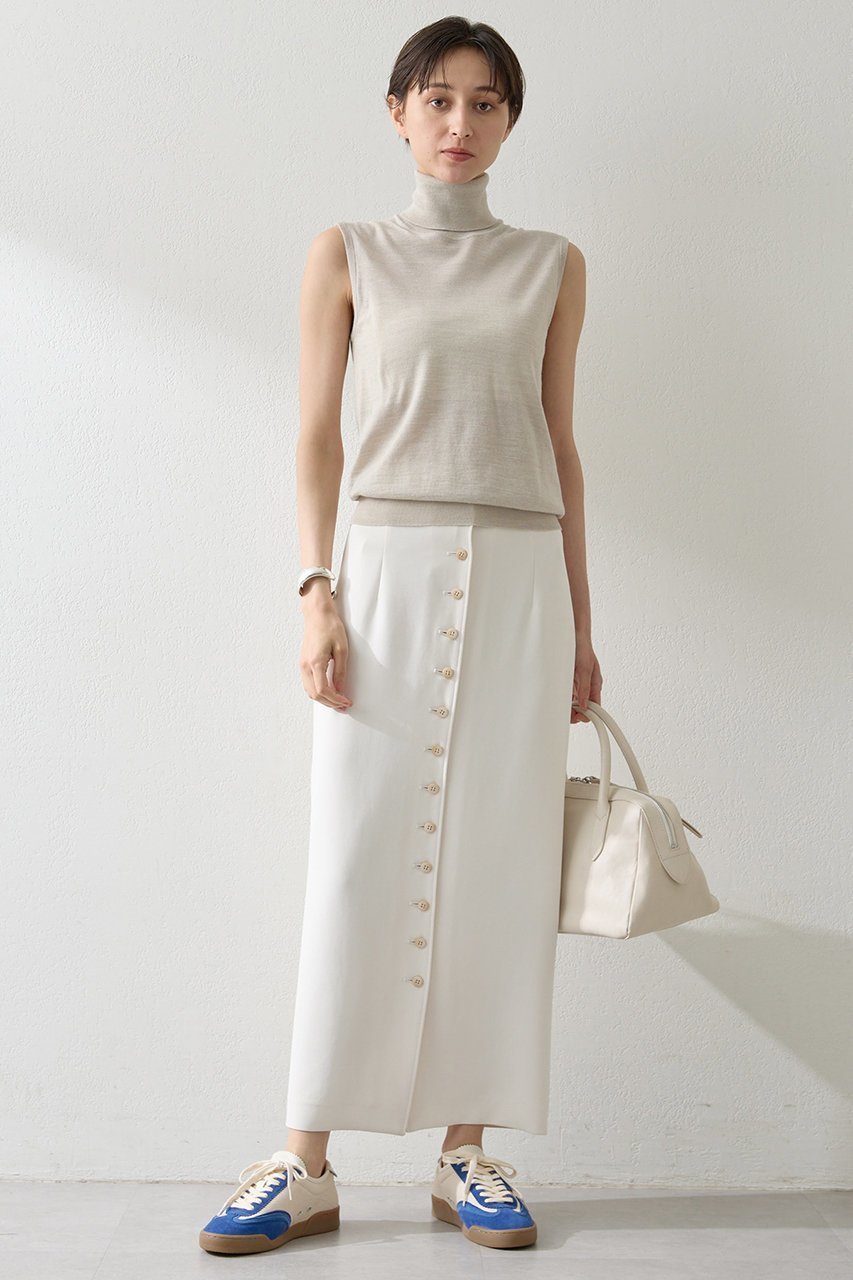 【ウィムガゼット/Whim Gazette】のWクロスボタンSK インテリア・キッズ・メンズ・レディースファッション・服の通販 founy(ファニー) 　ファッション　Fashion　レディースファッション　Fashion for Women　スカート　Skirts　ロングスカート　Long Skirts / Maxi & Midi Skirts　カットソー　Cut and Sewn Top　シンプル　Simple, Minimal　ストレッチ　Stretch, Stretchy Fabric　フロント　Front, Front Design　ベーシック　Basic, Essential　ロング　Long, Long-Length　ヴィンテージ　Vintage Style　吸水　Absorbent, Quick-Dry　オフホワイト|ID: prp329100004614120 ipo3291000000035741277