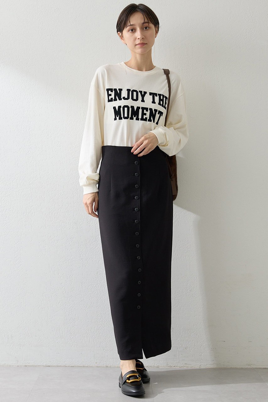 【ウィムガゼット/Whim Gazette】のWクロスボタンSK インテリア・キッズ・メンズ・レディースファッション・服の通販 founy(ファニー) 　ファッション　Fashion　レディースファッション　Fashion for Women　スカート　Skirts　ロングスカート　Long Skirts / Maxi & Midi Skirts　カットソー　Cut and Sewn Top　シンプル　Simple, Minimal　ストレッチ　Stretch, Stretchy Fabric　フロント　Front, Front Design　ベーシック　Basic, Essential　ロング　Long, Long-Length　ヴィンテージ　Vintage Style　吸水　Absorbent, Quick-Dry　ブラック|ID: prp329100004614120 ipo3291000000035741279
