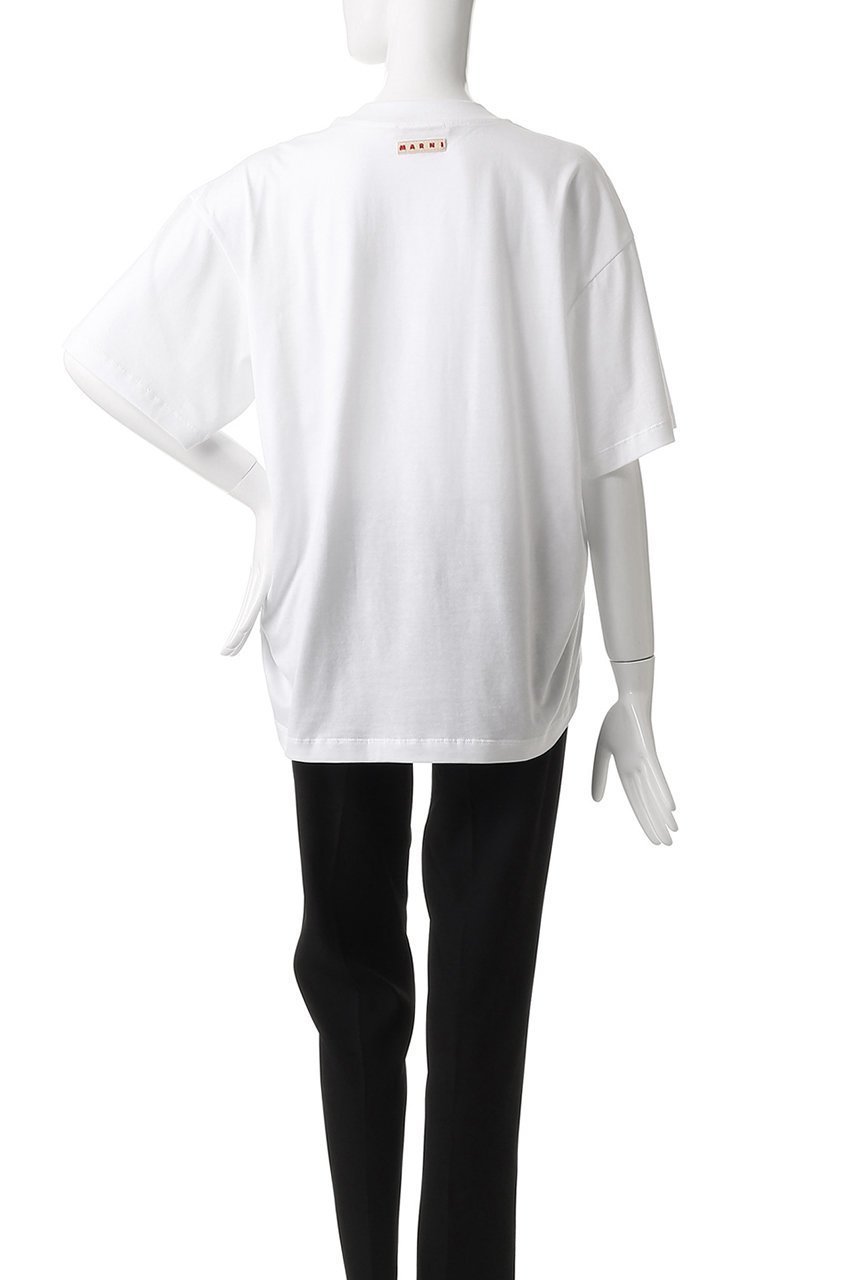 【マルニ/MARNI】のオーガニックコットンシャーリングTシャツ 人気、トレンドファッション・服の通販 founy(ファニー) 　ファッション　Fashion　レディースファッション　Fashion for Women　トップス・カットソー　Cut & Sew Tops　シャツ・ブラウス・オフィスカジュアル　Elegant Blouses & Button-Ups　ロングTシャツ・Tシャツ　Longline T-Shirts & Tees　カットソー・ベーシックTシャツ　Cut-and-Sewn Tops / Stretch Tees & Basics　2025年　2025　2025-2026秋冬・A/W　Autumn/Winter 2025–26 AW25–26　シャーリング　Shirring, Ruched　ショート　Short, Short Length　スリーブ　Sleeve, Long Sleeve / Short Sleeve　フロント　Front, Front Design　ワイド　Wide, Wide Fit　定番　Standard, Basic Item　無地　Plain, Solid Color　A/W・秋冬　Autumn/Winter　other-4|ID: prp329100004614966 ipo3291000000033047856