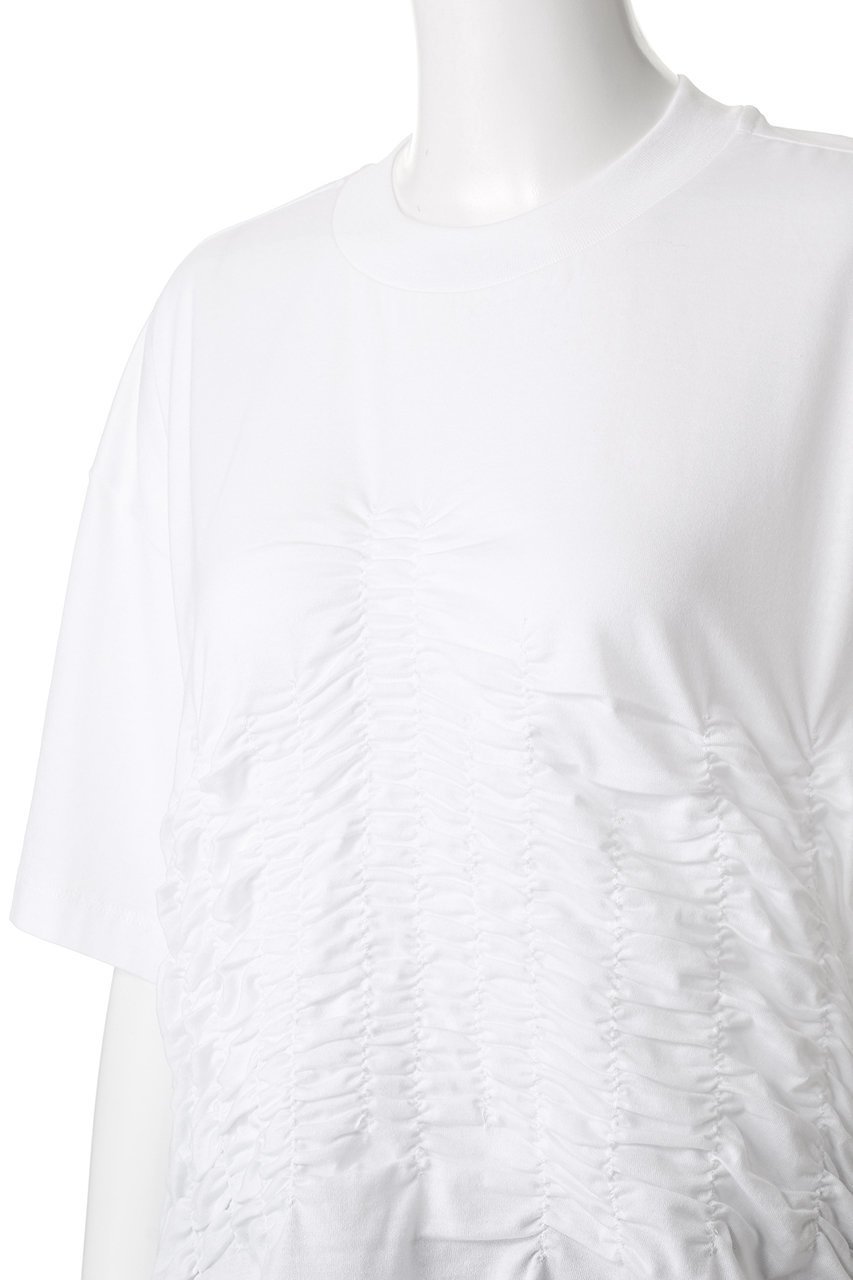 【マルニ/MARNI】のオーガニックコットンシャーリングTシャツ 人気、トレンドファッション・服の通販 founy(ファニー) 　ファッション　Fashion　レディースファッション　Fashion for Women　トップス・カットソー　Cut & Sew Tops　シャツ・ブラウス・オフィスカジュアル　Elegant Blouses & Button-Ups　ロングTシャツ・Tシャツ　Longline T-Shirts & Tees　カットソー・ベーシックTシャツ　Cut-and-Sewn Tops / Stretch Tees & Basics　2025年　2025　2025-2026秋冬・A/W　Autumn/Winter 2025–26 AW25–26　シャーリング　Shirring, Ruched　ショート　Short, Short Length　スリーブ　Sleeve, Long Sleeve / Short Sleeve　フロント　Front, Front Design　ワイド　Wide, Wide Fit　定番　Standard, Basic Item　無地　Plain, Solid Color　A/W・秋冬　Autumn/Winter　other-5|ID: prp329100004614966 ipo3291000000033047857