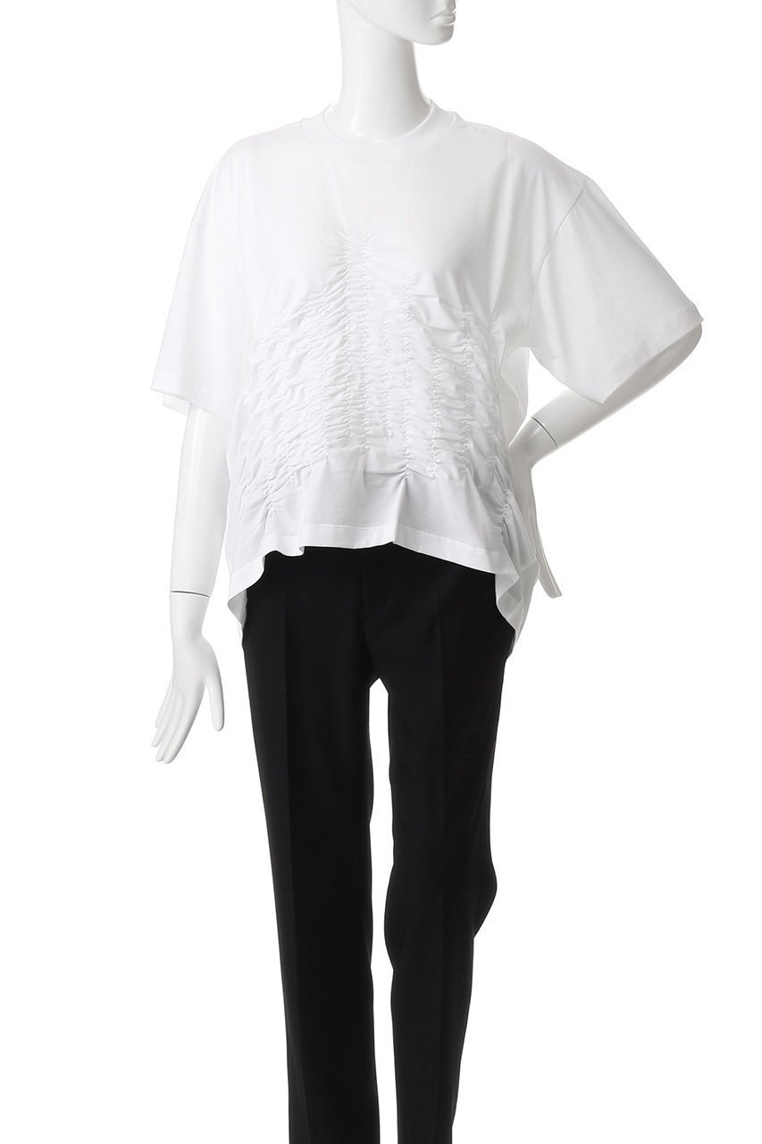 【マルニ/MARNI】のオーガニックコットンシャーリングTシャツ 人気、トレンドファッション・服の通販 founy(ファニー) 　ファッション　Fashion　レディースファッション　Fashion for Women　トップス・カットソー　Cut & Sew Tops　シャツ・ブラウス・オフィスカジュアル　Elegant Blouses & Button-Ups　ロングTシャツ・Tシャツ　Longline T-Shirts & Tees　カットソー・ベーシックTシャツ　Cut-and-Sewn Tops / Stretch Tees & Basics　シャーリング　Shirring, Ruched　ショート　Short, Short Length　スリーブ　Sleeve, Long Sleeve / Short Sleeve　フロント　Front, Front Design　ワイド　Wide, Wide Fit　定番　Standard, Basic Item　無地　Plain, Solid Color　other-2|ID: prp329100004614966 ipo3291000000036046918