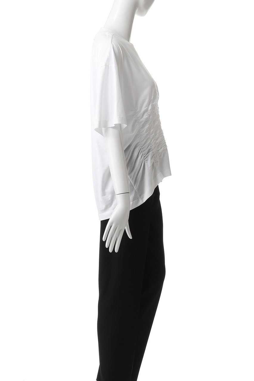 【マルニ/MARNI】のオーガニックコットンシャーリングTシャツ 人気、トレンドファッション・服の通販 founy(ファニー) 　ファッション　Fashion　レディースファッション　Fashion for Women　トップス・カットソー　Cut & Sew Tops　シャツ・ブラウス・オフィスカジュアル　Elegant Blouses & Button-Ups　ロングTシャツ・Tシャツ　Longline T-Shirts & Tees　カットソー・ベーシックTシャツ　Cut-and-Sewn Tops / Stretch Tees & Basics　シャーリング　Shirring, Ruched　ショート　Short, Short Length　スリーブ　Sleeve, Long Sleeve / Short Sleeve　フロント　Front, Front Design　ワイド　Wide, Wide Fit　定番　Standard, Basic Item　無地　Plain, Solid Color　other-3|ID: prp329100004614966 ipo3291000000036046920