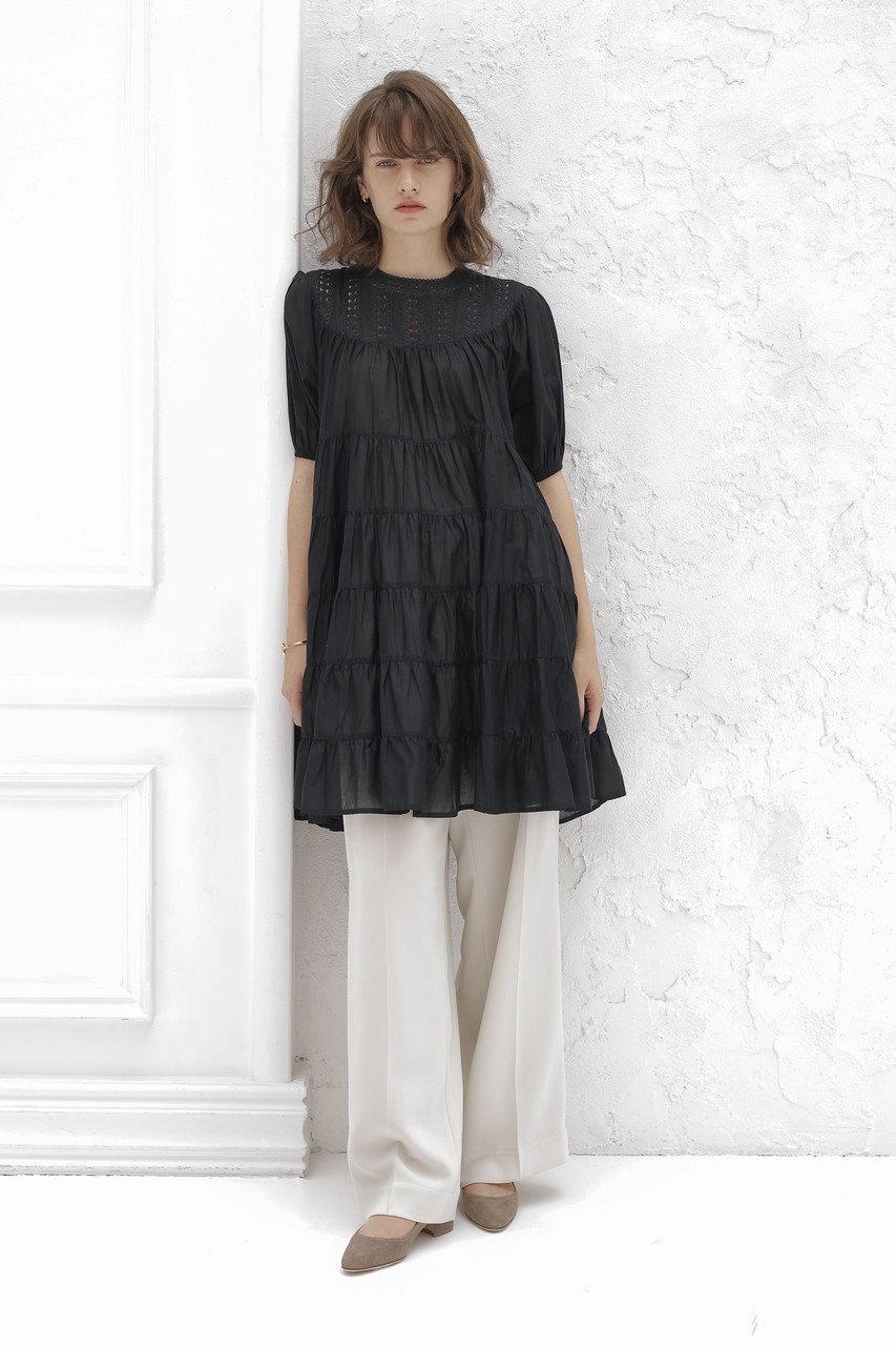 【マーレット/MERLETTE】のESTELLE レースヨークパフスリーブミニドレス 人気、トレンドファッション・服の通販 founy(ファニー) 　ファッション　Fashion　レディースファッション　Fashion for Women　ワンピース　Dresses　フォーマル・パーティードレス・結婚式用ドレス　Elegant & Casual Dresses　チュニック　Tunic Tops & Dresses　オケージョン　Occasion Wear　シューズ　Shoes, Footwear　スリーブ　Sleeve, Long Sleeve / Short Sleeve　チュニック　Tunic, Long Top　ドレス　Dress, One-Piece　フェミニン　Feminine, Girly　ヨーク　Yoke, Yoke Design　レース　Lace, Lace Fabric　エレガント 上品　Elegant　other-6|ID: prp329100004614972 ipo3291000000036046939