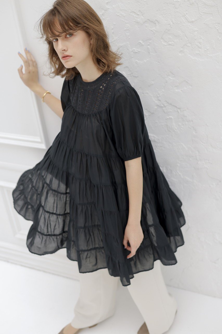 【マーレット/MERLETTE】のESTELLE レースヨークパフスリーブミニドレス 人気、トレンドファッション・服の通販 founy(ファニー) 　ファッション　Fashion　レディースファッション　Fashion for Women　ワンピース　Dresses　フォーマル・パーティードレス・結婚式用ドレス　Elegant & Casual Dresses　チュニック　Tunic Tops & Dresses　オケージョン　Occasion Wear　シューズ　Shoes, Footwear　スリーブ　Sleeve, Long Sleeve / Short Sleeve　チュニック　Tunic, Long Top　ドレス　Dress, One-Piece　フェミニン　Feminine, Girly　ヨーク　Yoke, Yoke Design　レース　Lace, Lace Fabric　エレガント 上品　Elegant　other-8|ID: prp329100004614972 ipo3291000000036046943