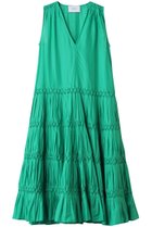 【マーレット/MERLETTE】のWALLIS ダイアモンドトリム Vネックティアードドレス グリーン|ID:prp329100004614974