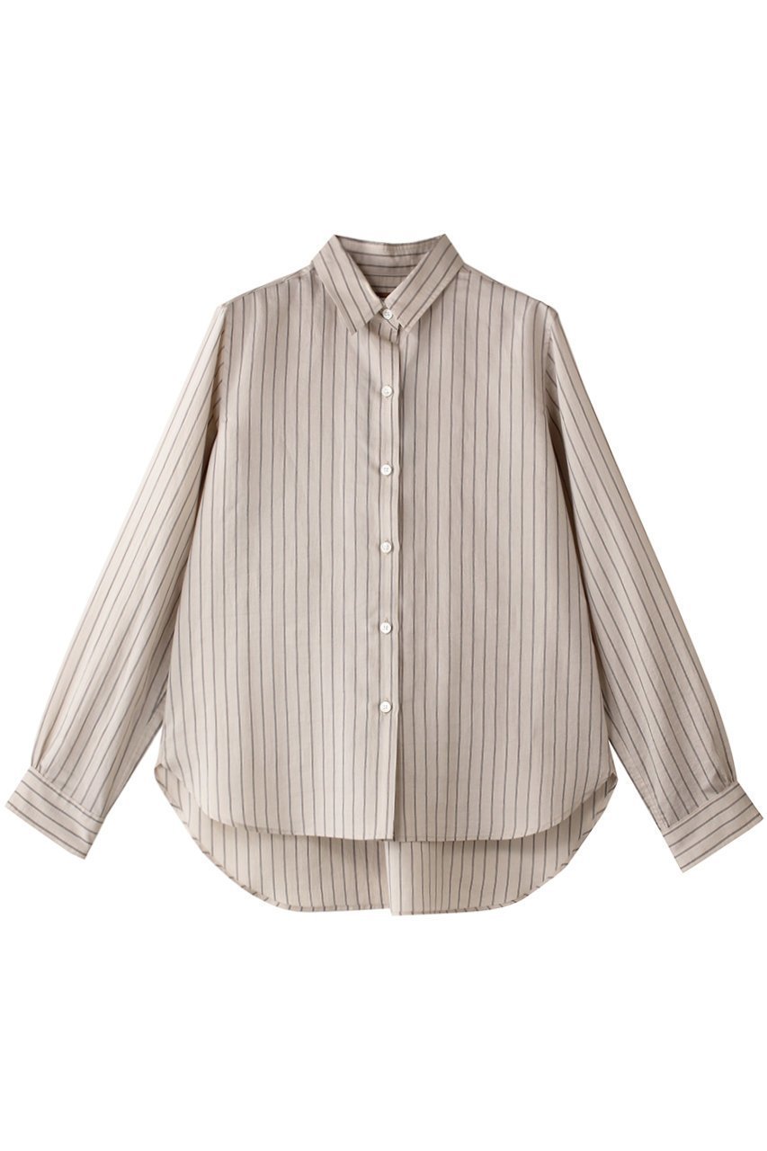 【ルームエイト/Room no.8】のセルロース レッグ ストライプシャツ インテリア・キッズ・メンズ・レディースファッション・服の通販 founy(ファニー) 　ファッション　Fashion　レディースファッション　Fashion for Women　トップス・カットソー　Cut & Sew Tops　シャツ・ブラウス・オフィスカジュアル　Elegant Blouses & Button-Ups　インナー　Innerwear　ジャケット　Jacket, Outerwear　ストライプ　Stripe, Striped Pattern　スリーブ　Sleeve, Long Sleeve / Short Sleeve　ロング　Long, Long-Length　エレガント 上品　Elegant　新作・新入荷　New Arrivals / New In　羽織　Haori, Light Jacket　エクリュ/ブラック|ID: prp329100004614990 ipo3291000000033048042