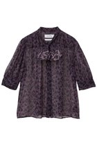 【マルティニーク/martinique】の【l heritage martinique】レオパードジョーゼットプリントブラウス(セットアップ可) グレー系|ID:prp329100004615001