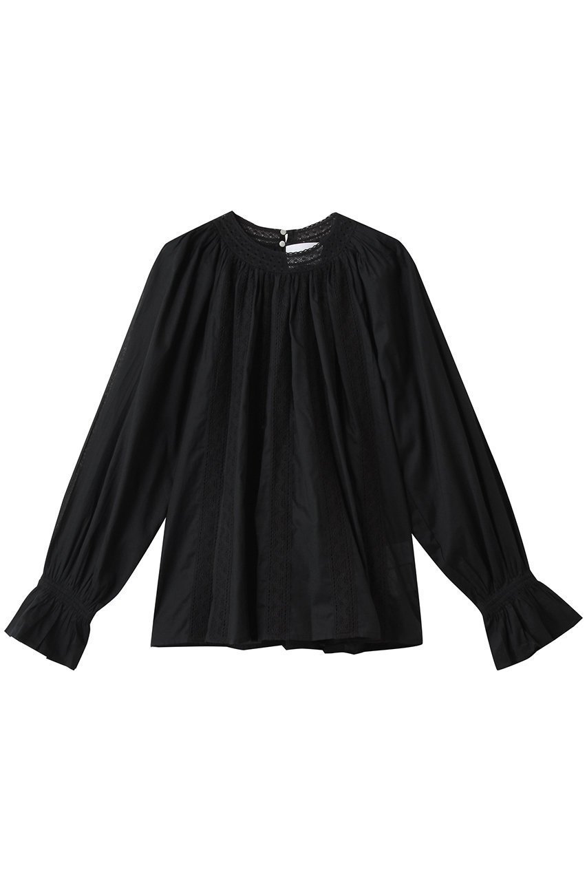 【マーレット/MERLETTE】のMAIJA レースデザイン ラグランスリーブブラウス インテリア・キッズ・メンズ・レディースファッション・服の通販 founy(ファニー) 　ファッション　Fashion　レディースファッション　Fashion for Women　トップス・カットソー　Cut & Sew Tops　シャツ・ブラウス・オフィスカジュアル　Elegant Blouses & Button-Ups　2025年　2025　2025-2026秋冬・A/W　Autumn/Winter 2025–26 AW25–26　スリーブ　Sleeve, Long Sleeve / Short Sleeve　トレンド　Trend, Trending Now　マニッシュ　Mannish, Boyish　レース　Lace, Lace Fabric　ロング　Long, Long-Length　A/W・秋冬　Autumn/Winter　ブラック|ID: prp329100004615003 ipo3291000000033048147