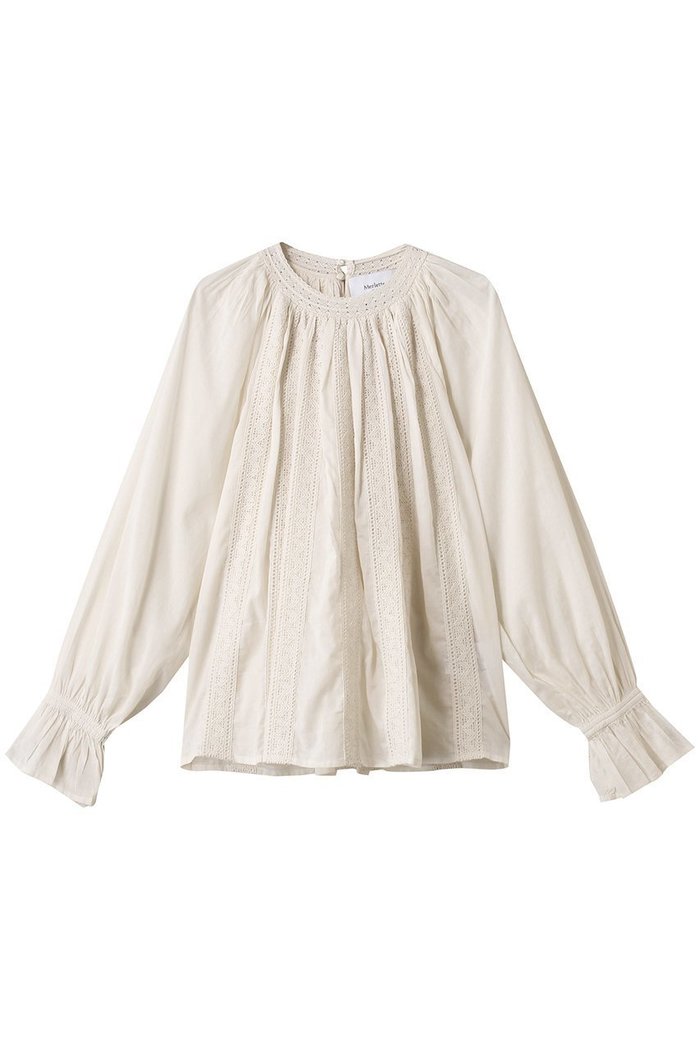 【マーレット/MERLETTE】のMAIJA レースデザイン ラグランスリーブブラウス インテリア・キッズ・メンズ・レディースファッション・服の通販 founy(ファニー) https://founy.com/ ファッション Fashion レディースファッション Fashion for Women トップス・カットソー Cut & Sew Tops シャツ・ブラウス・オフィスカジュアル Elegant Blouses & Button-Ups スリーブ Sleeve, Long Sleeve / Short Sleeve トレンド Trend, Trending Now マニッシュ Mannish, Boyish レース Lace, Lace Fabric ロング Long, Long-Length |ID: prp329100004615003 ipo3291000000035864950