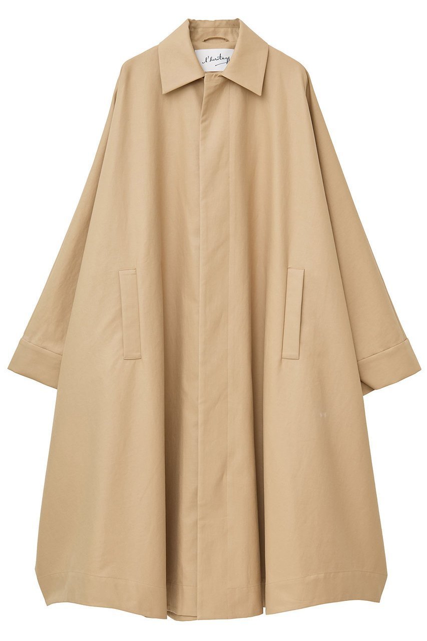 【マルティニーク/martinique】の【l heritage martinique】コットンピーチステンカラーコート インテリア・キッズ・メンズ・レディースファッション・服の通販 founy(ファニー) 　ファッション　Fashion　レディースファッション　Fashion for Women　アウター　Coat / Outerwear Collection　コート・ロングコート・ピーコート　Long Coats, Peacoats & More　おすすめ　Recommended / Our Picks　スクエア　Square, Square Shape　フォルム　Silhouette, Form　ベーシック　Basic, Essential　ロング　Long, Long-Length　エレガント 上品　Elegant　ベージュ|ID: prp329100004615005 ipo3291000000035864958