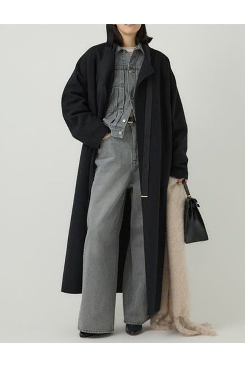 【カオス/Chaos】のアールスーペリアノーカラーロングコート インテリア・キッズ・メンズ・レディースファッション・服の通販 founy(ファニー) 　ファッション　Fashion　レディースファッション　Fashion for Women　アウター　Coat / Outerwear Collection　コート・ロングコート・ピーコート　Long Coats, Peacoats & More　シンプル　Simple, Minimal　ドレープ　Drape, Draping Fabric　人気　Popular, Best Seller　フィット　Fit, Slim Fit　フロント　Front, Front Design　メルトン　Melton, Heavy Wool　ロング　Long, Long-Length　ブラック|ID: prp329100004615006 ipo3291000000033048178