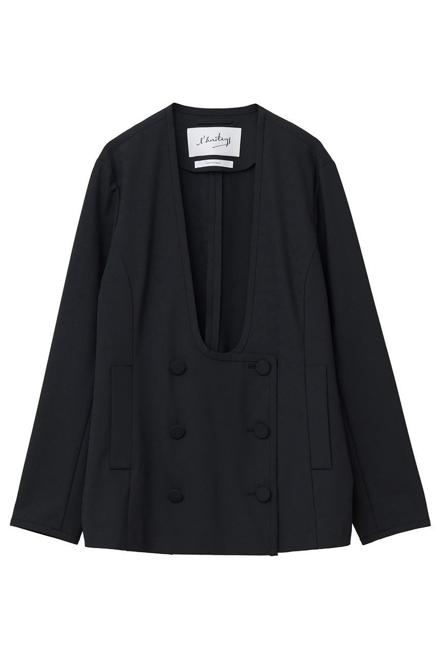 【マルティニーク/martinique】の【l heritage martinique】T/R2WAYストレッチダブルスプレテッドジャケット(セットアップ可) インテリア・キッズ・メンズ・レディースファッション・服の通販 founy(ファニー) 　ファッション　Fashion　レディースファッション　Fashion for Women　アウター　Coat / Outerwear Collection　レディースジャケット・軽アウター　Jackets　ジャケット　Jacket, Outerwear　ストレッチ　Stretch, Stretchy Fabric　セットアップ　Set-Up, Coordinated Outfit　バランス　Balance, Style Balance　フロント　Front, Front Design　再入荷　Restock / Back in Stock　おすすめ　Recommended / Our Picks　ブラック|ID: prp329100004615008 ipo3291000000036084145