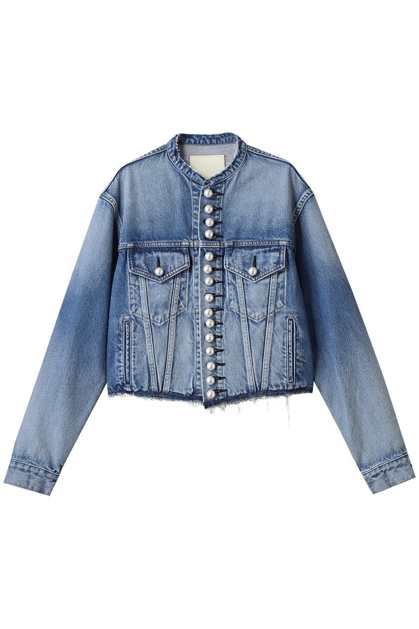 【チノ/CINOH】のデニム パール ボタン ジャケット インテリア・キッズ・メンズ・レディースファッション・服の通販 founy(ファニー) 　ファッション　Fashion　レディースファッション　Fashion for Women　アウター　Coat / Outerwear Collection　レディースジャケット・軽アウター　Jackets　2025年　2025　2025-2026秋冬・A/W　Autumn/Winter 2025–26 AW25–26　ショート　Short, Short Length　ジャケット　Jacket, Outerwear　デニム　Denim, Jeans Material　トレンド　Trend, Trending Now　バランス　Balance, Style Balance　パール　Pearl, Pearl Accent　フェミニン　Feminine, Girly　フォルム　Silhouette, Form　フロント　Front, Front Design　ワイド　Wide, Wide Fit　A/W・秋冬　Autumn/Winter　ミッドブルー|ID: prp329100004615011 ipo3291000000033048227