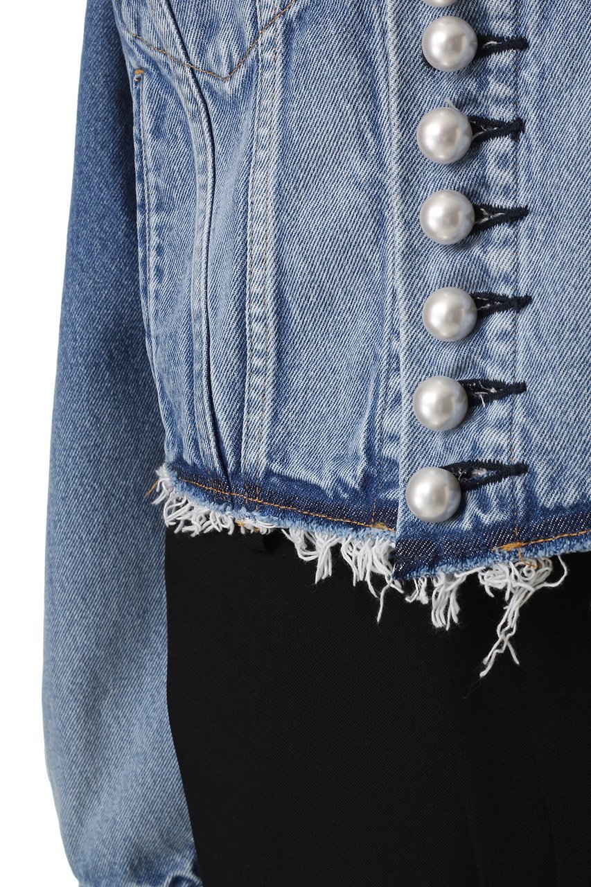 【チノ/CINOH】のデニム パール ボタン ジャケット 人気、トレンドファッション・服の通販 founy(ファニー) 　ファッション　Fashion　レディースファッション　Fashion for Women　アウター　Coat / Outerwear Collection　レディースジャケット・軽アウター　Jackets　ショート　Short, Short Length　ジャケット　Jacket, Outerwear　デニム　Denim, Jeans Material　トレンド　Trend, Trending Now　バランス　Balance, Style Balance　パール　Pearl, Pearl Accent　フェミニン　Feminine, Girly　フォルム　Silhouette, Form　フロント　Front, Front Design　ワイド　Wide, Wide Fit　other-7|ID: prp329100004615011 ipo3291000000036047019