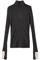 【チノ/CINOH】のシルク タートル ネック タイト ニット チャコールグレー/ホワイト|ID: prp329100004615020 ipo3291000000035864976