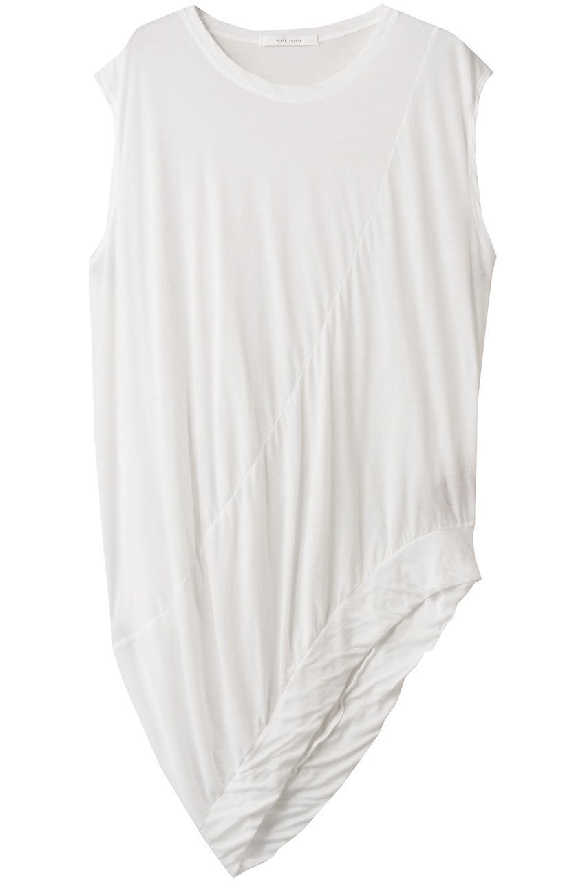 【プレインピープル/PLAIN PEOPLE】の強撚ハイゲージ天竺イレギュラーヘムプルオーバー 人気、トレンドファッション・服の通販 founy(ファニー) 　ファッション　Fashion　レディースファッション　Fashion for Women　トップス・カットソー　Cut & Sew Tops　シャツ・ブラウス・オフィスカジュアル　Elegant Blouses & Button-Ups　ロングTシャツ・Tシャツ　Longline T-Shirts & Tees　カジュアルプルオーバー・ニットトップス　Pullovers & Knit Tops / Casual Pullovers　カットソー・ベーシックTシャツ　Cut-and-Sewn Tops / Stretch Tees & Basics　イレギュラーヘム　Irregular Hem　ショート　Short, Short Length　スリーブ　Sleeve, Long Sleeve / Short Sleeve　バランス　Balance, Style Balance　バルーン　Balloon, Balloon Silhouette　フレンチ　French, French Style　 other-1|ID: prp329100004615954 ipo3291000000035533963