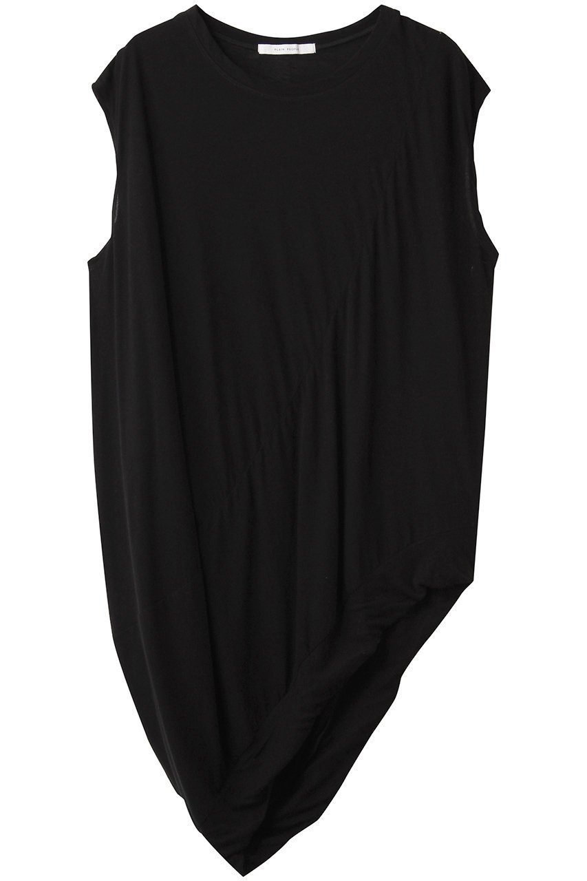 【プレインピープル/PLAIN PEOPLE】の強撚ハイゲージ天竺イレギュラーヘムプルオーバー インテリア・キッズ・メンズ・レディースファッション・服の通販 founy(ファニー) 　ファッション　Fashion　レディースファッション　Fashion for Women　トップス・カットソー　Cut & Sew Tops　シャツ・ブラウス・オフィスカジュアル　Elegant Blouses & Button-Ups　ロングTシャツ・Tシャツ　Longline T-Shirts & Tees　カジュアルプルオーバー・ニットトップス　Pullovers & Knit Tops / Casual Pullovers　カットソー・ベーシックTシャツ　Cut-and-Sewn Tops / Stretch Tees & Basics　イレギュラーヘム　Irregular Hem　ショート　Short, Short Length　スリーブ　Sleeve, Long Sleeve / Short Sleeve　バランス　Balance, Style Balance　バルーン　Balloon, Balloon Silhouette　フレンチ　French, French Style　ブラック|ID: prp329100004615954 ipo3291000000035533965