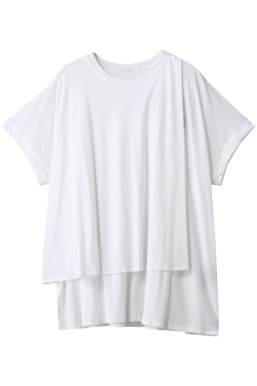 【プレインピープル/PLAIN PEOPLE】の超強撚天竺イレギュラーデザインTシャツ インテリア・キッズ・メンズ・レディースファッション・服の通販 founy(ファニー) 　ファッション　Fashion　レディースファッション　Fashion for Women　トップス・カットソー　Cut & Sew Tops　シャツ・ブラウス・オフィスカジュアル　Elegant Blouses & Button-Ups　ロングTシャツ・Tシャツ　Longline T-Shirts & Tees　カットソー・ベーシックTシャツ　Cut-and-Sewn Tops / Stretch Tees & Basics　2025年　2025　2025-2026秋冬・A/W　Autumn/Winter 2025–26 AW25–26　イレギュラー　Irregular Design　ショート　Short, Short Length　スリーブ　Sleeve, Long Sleeve / Short Sleeve　ドレープ　Drape, Draping Fabric　無地　Plain, Solid Color　A/W・秋冬　Autumn/Winter　ホワイト|ID: prp329100004615955 ipo3291000000033059534