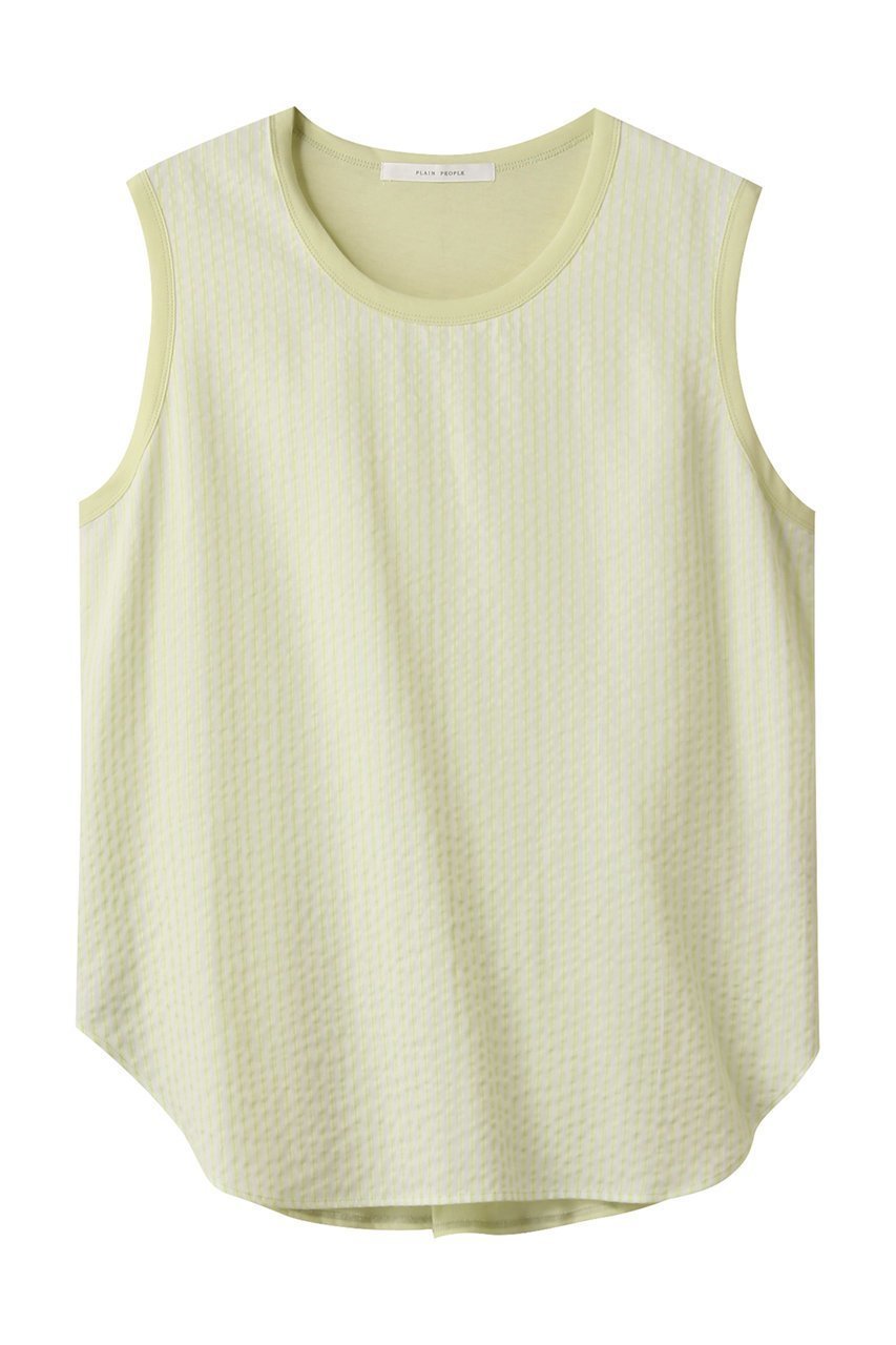 【プレインピープル/PLAIN PEOPLE】の超強撚天竺ストライプドッキングブラウス インテリア・キッズ・メンズ・レディースファッション・服の通販 founy(ファニー) 　ファッション　Fashion　レディースファッション　Fashion for Women　トップス・カットソー　Cut & Sew Tops　シャツ・ブラウス・オフィスカジュアル　Elegant Blouses & Button-Ups　ロングTシャツ・Tシャツ　Longline T-Shirts & Tees　カットソー・ベーシックTシャツ　Cut-and-Sewn Tops / Stretch Tees & Basics　ショート　Short, Short Length　ストライプ　Stripe, Striped Pattern　スリーブ　Sleeve, Long Sleeve / Short Sleeve　ドッキング　Docking, Mixed Material　フロント　Front, Front Design　無地　Plain, Solid Color　イエローグリーン|ID: prp329100004615956 ipo3291000000035425217