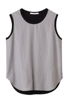 【プレインピープル/PLAIN PEOPLE】の超強撚天竺ストライプドッキングブラウス ブラック|ID:prp329100004615956