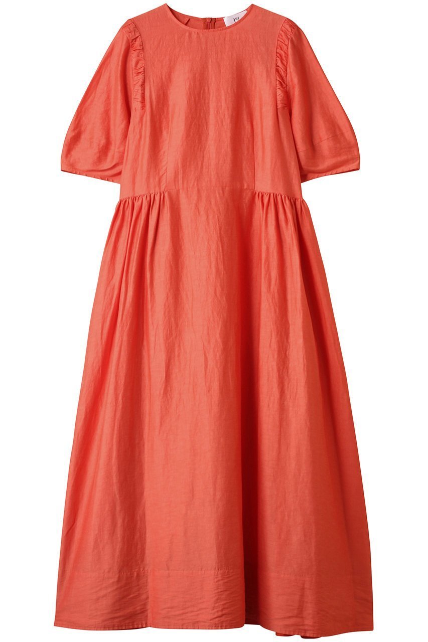 【プルミエ アロンディスモン/1er Arrondissement】のショルダーギャザーワンピース インテリア・キッズ・メンズ・レディースファッション・服の通販 founy(ファニー) 　ファッション　Fashion　レディースファッション　Fashion for Women　ワンピース　Dresses　チュニック　Tunic Tops & Dresses　ギャザー　Gathered, Ruffled　サンダル　Sandals, Summer Shoes　チュニック　Tunic, Long Top　ファブリック　Fabric, Textile　マキシ　Maxi, Full Length　リゾート　Resort, Vacation Style　ロング　Long, Long-Length　エレガント 上品　Elegant　オレンジ|ID: prp329100004615960 ipo3291000000036150762