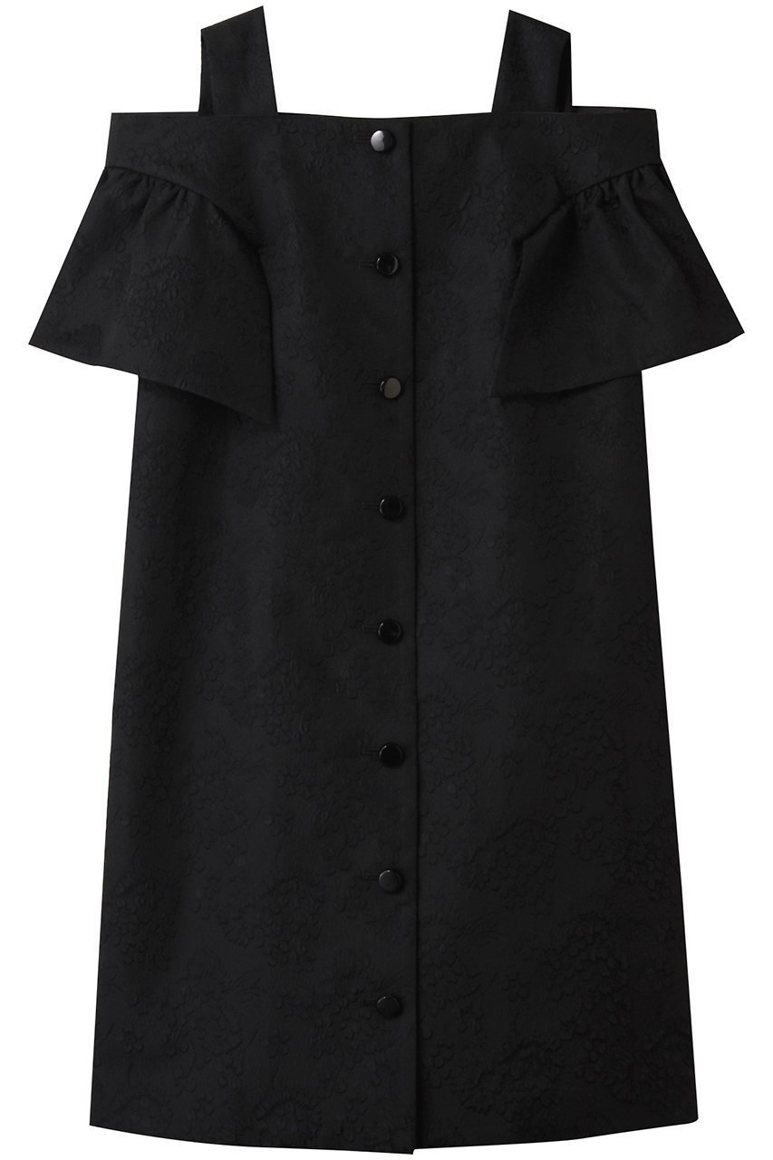 【アルアバイル/allureville】の【Loulou Willoughby】フラワーJQミニワンピース インテリア・キッズ・メンズ・レディースファッション・服の通販 founy(ファニー) 　ファッション　Fashion　レディースファッション　Fashion for Women　ワンピース　Dresses　チュニック　Tunic Tops & Dresses　ショルダー　Shoulder, Shoulder Strap　ジャカード／ジャガード　Jacquard, Woven Pattern　チュニック　Tunic, Long Top　フラワー　Flower, Floral　フレア　Flare, Flared　ブラック|ID: prp329100004615961 ipo3291000000035937290