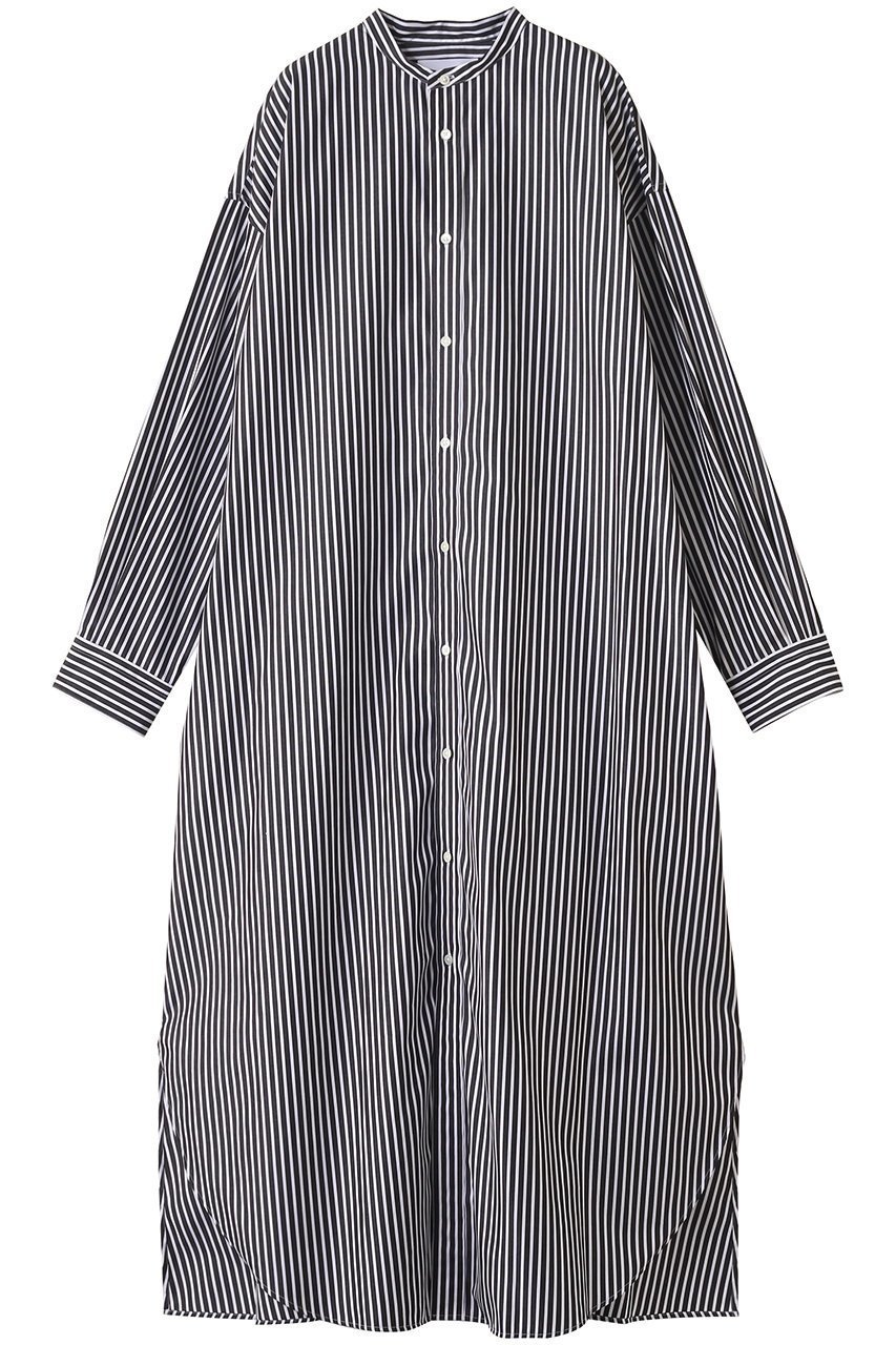 【グラフペーパー/Graphpaper】のHigh Count Broad Oversized Band Collar Shirt Dress/シャツドレス インテリア・キッズ・メンズ・レディースファッション・服の通販 founy(ファニー) 　ファッション　Fashion　レディースファッション　Fashion for Women　ワンピース　Dresses　フォーマル・パーティードレス・結婚式用ドレス　Elegant & Casual Dresses　チュニック　Tunic Tops & Dresses　チュニック　Tunic, Long Top　ドレス　Dress, One-Piece　プリーツ　Pleats, Pleated　ロング　Long, Long-Length　ブラックストライプ|ID: prp329100004615964 ipo3291000000036150775