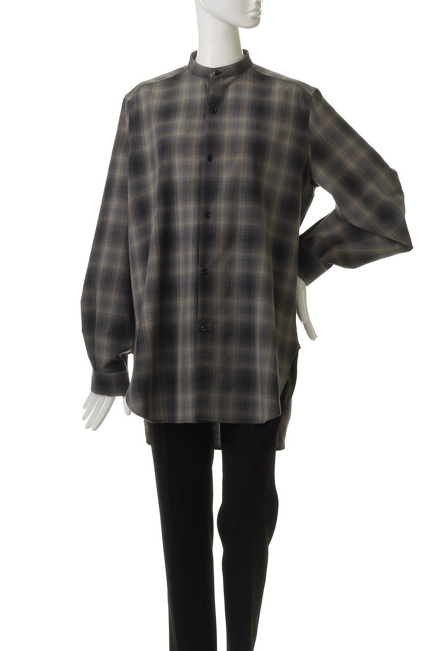 【ザ リラクス/THE RERACS】のバンドカラーチェックシャツ 人気、トレンドファッション・服の通販 founy(ファニー) 　ファッション　Fashion　レディースファッション　Fashion for Women　トップス・カットソー　Cut & Sew Tops　シャツ・ブラウス・オフィスカジュアル　Elegant Blouses & Button-Ups　2025年　2025　2025-2026秋冬・A/W　Autumn/Winter 2025–26 AW25–26　シンプル　Simple, Minimal　ストレート　Straight, Straight Cut　スリーブ　Sleeve, Long Sleeve / Short Sleeve　チェック　Check, Plaid, Tartan　モダン　Modern, Contemporary　ロング　Long, Long-Length　A/W・秋冬　Autumn/Winter　other-2|ID: prp329100004615970 ipo3291000000033059711