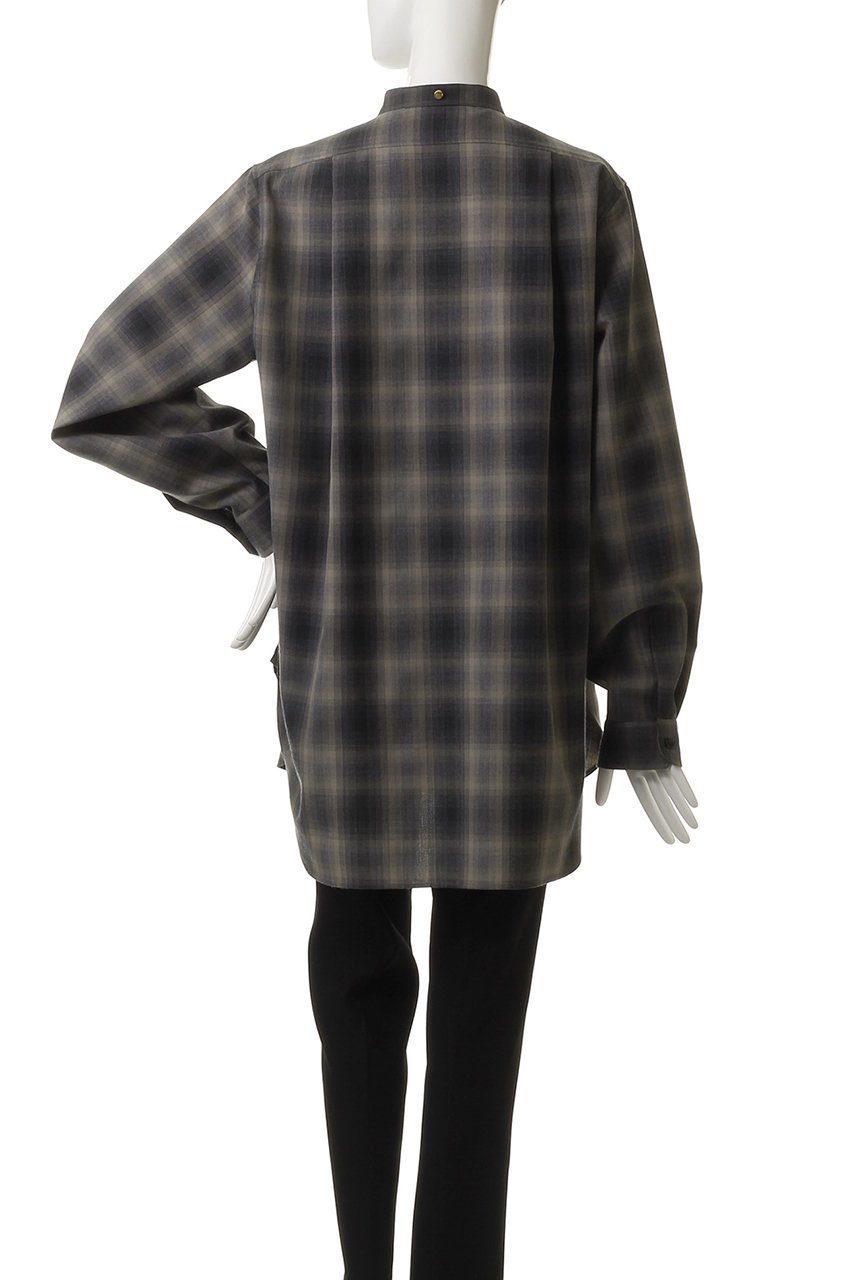 【ザ リラクス/THE RERACS】のバンドカラーチェックシャツ 人気、トレンドファッション・服の通販 founy(ファニー) 　ファッション　Fashion　レディースファッション　Fashion for Women　トップス・カットソー　Cut & Sew Tops　シャツ・ブラウス・オフィスカジュアル　Elegant Blouses & Button-Ups　2025年　2025　2025-2026秋冬・A/W　Autumn/Winter 2025–26 AW25–26　シンプル　Simple, Minimal　ストレート　Straight, Straight Cut　スリーブ　Sleeve, Long Sleeve / Short Sleeve　チェック　Check, Plaid, Tartan　モダン　Modern, Contemporary　ロング　Long, Long-Length　A/W・秋冬　Autumn/Winter　other-4|ID: prp329100004615970 ipo3291000000033059714