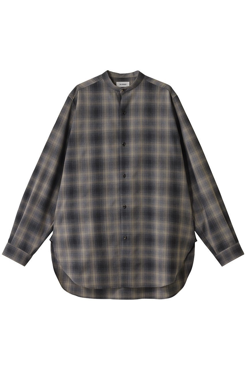 【ザ リラクス/THE RERACS】のバンドカラーチェックシャツ 人気、トレンドファッション・服の通販 founy(ファニー) 　ファッション　Fashion　レディースファッション　Fashion for Women　トップス・カットソー　Cut & Sew Tops　シャツ・ブラウス・オフィスカジュアル　Elegant Blouses & Button-Ups　シンプル　Simple, Minimal　ストレート　Straight, Straight Cut　スリーブ　Sleeve, Long Sleeve / Short Sleeve　チェック　Check, Plaid, Tartan　モダン　Modern, Contemporary　ロング　Long, Long-Length　 other-1|ID: prp329100004615970 ipo3291000000035533990