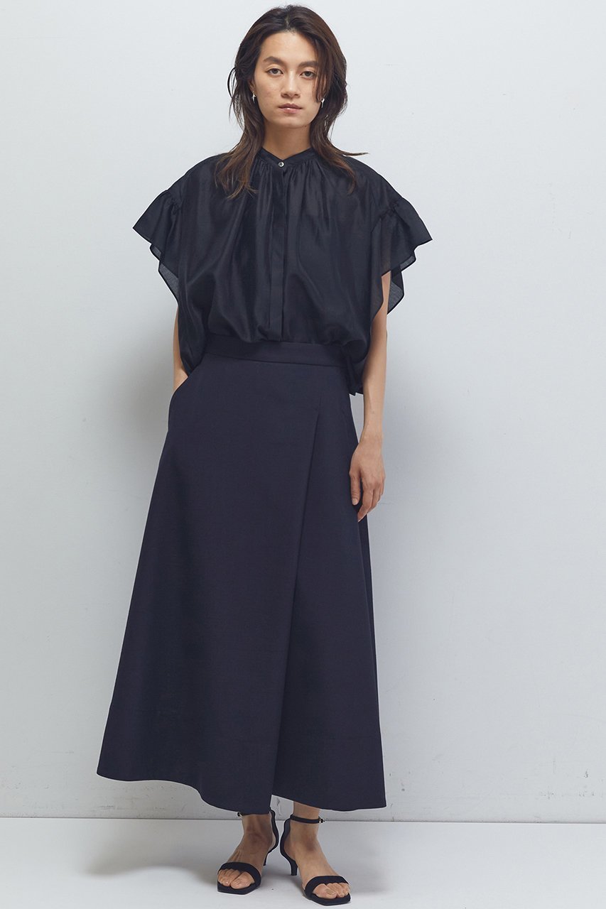 【プルミエ アロンディスモン/1er Arrondissement】のバンドカラーシアーブラウス 人気、トレンドファッション・服の通販 founy(ファニー) 　ファッション　Fashion　レディースファッション　Fashion for Women　トップス・カットソー　Cut & Sew Tops　シャツ・ブラウス・オフィスカジュアル　Elegant Blouses & Button-Ups　シアー　Sheer, See-Through　ショート　Short, Short Length　スリーブ　Sleeve, Long Sleeve / Short Sleeve　other-8|ID: prp329100004615982 ipo3291000000033329289