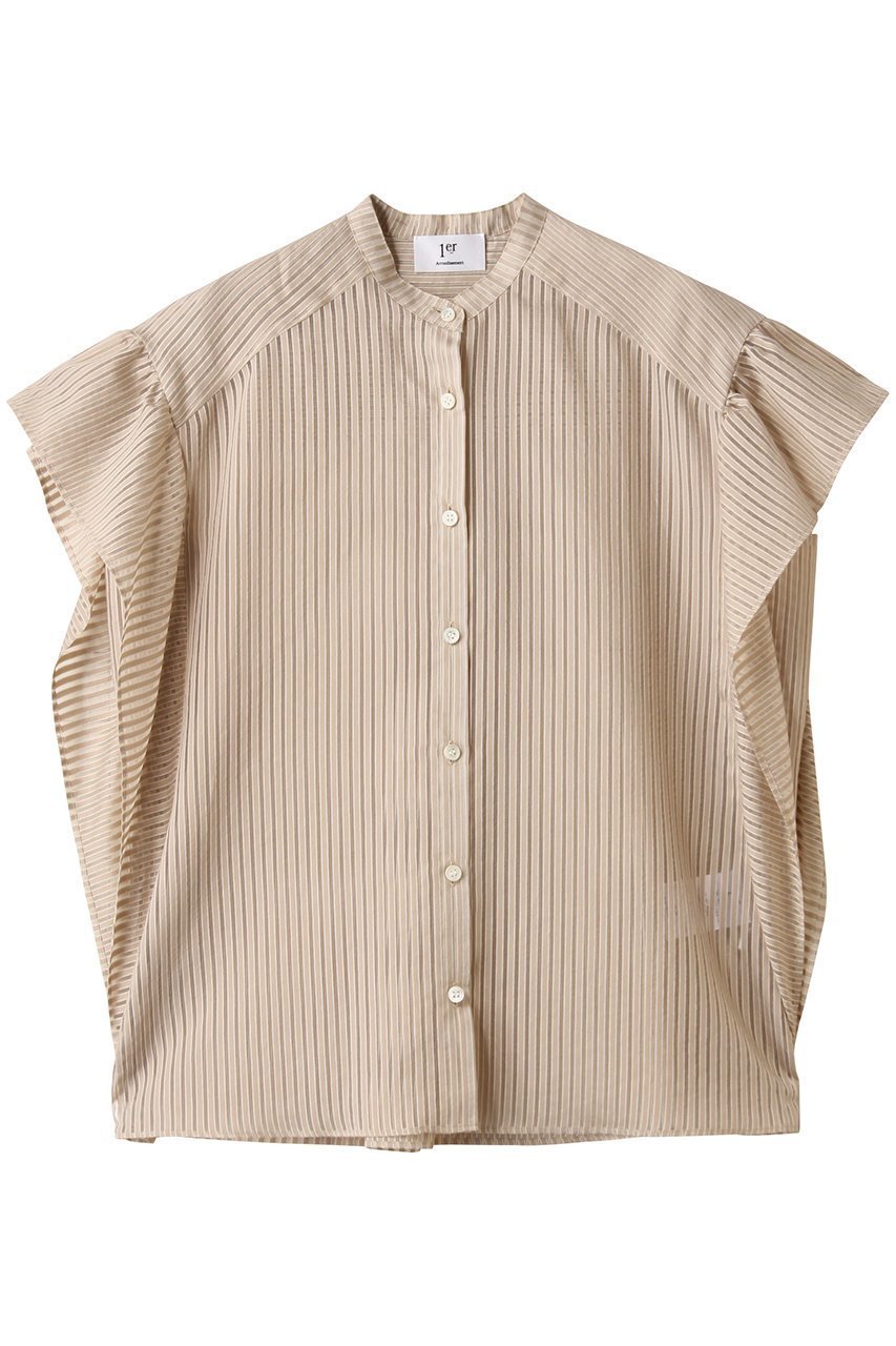 【プルミエ アロンディスモン/1er Arrondissement】のシアーストライプブラウス 人気、トレンドファッション・服の通販 founy(ファニー) 　ファッション　Fashion　レディースファッション　Fashion for Women　トップス・カットソー　Cut & Sew Tops　シャツ・ブラウス・オフィスカジュアル　Elegant Blouses & Button-Ups　2025年　2025　2025-2026秋冬・A/W　Autumn/Winter 2025–26 AW25–26　ショート　Short, Short Length　スリーブ　Sleeve, Long Sleeve / Short Sleeve　ボーダー　Border, Stripe　無地　Plain, Solid Color　A/W・秋冬　Autumn/Winter　 other-1|ID: prp329100004615983 ipo3291000000033059846