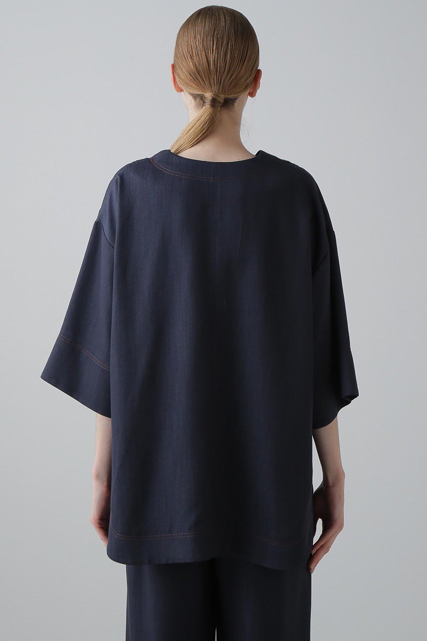 【アドーア/ADORE】のスラブデニムブラウス 人気、トレンドファッション・服の通販 founy(ファニー) 　ファッション　Fashion　レディースファッション　Fashion for Women　トップス・カットソー　Cut & Sew Tops　シャツ・ブラウス・オフィスカジュアル　Elegant Blouses & Button-Ups　おすすめ　Recommended / Our Picks　ショート　Short, Short Length　スリーブ　Sleeve, Long Sleeve / Short Sleeve　セットアップ　Set-Up, Coordinated Outfit　チュニック　Tunic, Long Top　ツイル　Twist, Twisted Detail　デニム　Denim, Jeans Material　バランス　Balance, Style Balance　リラックス　Relax, Relaxed Fit　再入荷　Restock / Back in Stock　other-5|ID: prp329100004615985 ipo3291000000033059879