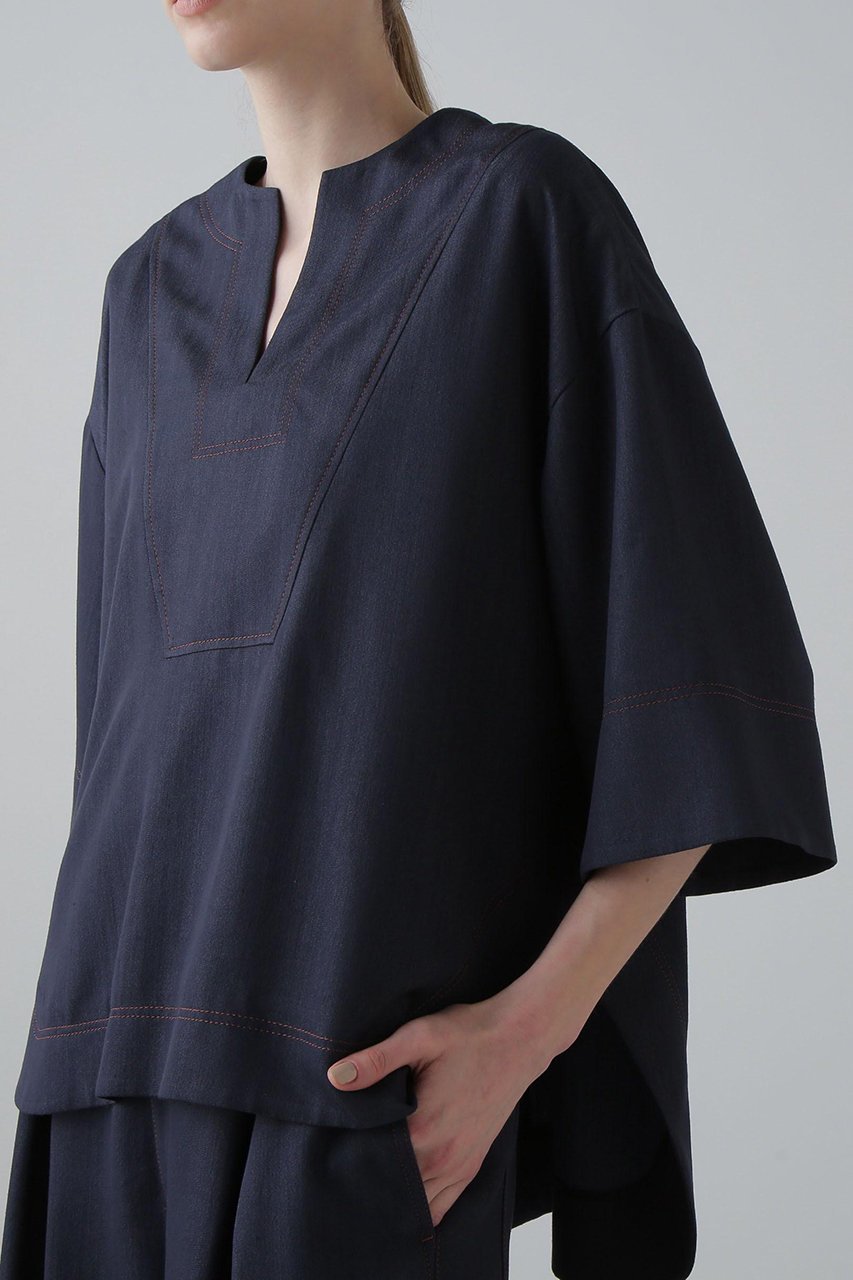 【アドーア/ADORE】のスラブデニムブラウス 人気、トレンドファッション・服の通販 founy(ファニー) 　ファッション　Fashion　レディースファッション　Fashion for Women　トップス・カットソー　Cut & Sew Tops　シャツ・ブラウス・オフィスカジュアル　Elegant Blouses & Button-Ups　おすすめ　Recommended / Our Picks　ショート　Short, Short Length　スリーブ　Sleeve, Long Sleeve / Short Sleeve　セットアップ　Set-Up, Coordinated Outfit　チュニック　Tunic, Long Top　ツイル　Twist, Twisted Detail　デニム　Denim, Jeans Material　バランス　Balance, Style Balance　リラックス　Relax, Relaxed Fit　再入荷　Restock / Back in Stock　other-7|ID: prp329100004615985 ipo3291000000033059883