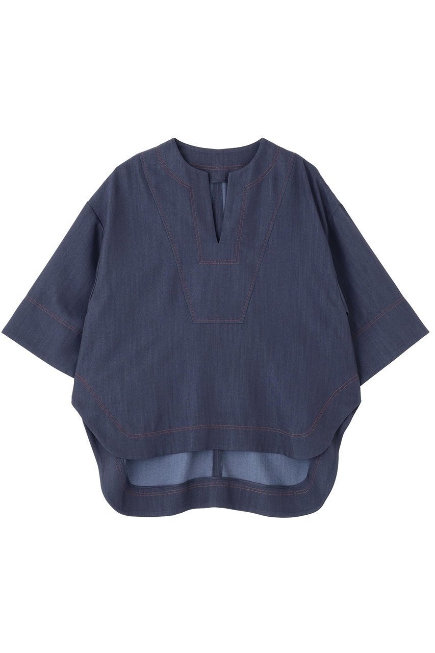 【アドーア/ADORE】のスラブデニムブラウス インテリア・キッズ・メンズ・レディースファッション・服の通販 founy(ファニー) 　ファッション　Fashion　レディースファッション　Fashion for Women　トップス・カットソー　Cut & Sew Tops　シャツ・ブラウス・オフィスカジュアル　Elegant Blouses & Button-Ups　おすすめ　Recommended / Our Picks　ショート　Short, Short Length　スリーブ　Sleeve, Long Sleeve / Short Sleeve　セットアップ　Set-Up, Coordinated Outfit　チュニック　Tunic, Long Top　ツイル　Twist, Twisted Detail　デニム　Denim, Jeans Material　バランス　Balance, Style Balance　リラックス　Relax, Relaxed Fit　ネイビー|ID: prp329100004615985 ipo3291000000034990817