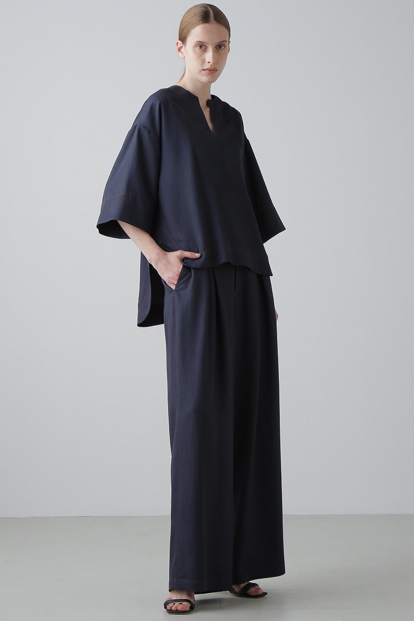 【アドーア/ADORE】のスラブデニムブラウス 人気、トレンドファッション・服の通販 founy(ファニー) 　ファッション　Fashion　レディースファッション　Fashion for Women　トップス・カットソー　Cut & Sew Tops　シャツ・ブラウス・オフィスカジュアル　Elegant Blouses & Button-Ups　おすすめ　Recommended / Our Picks　ショート　Short, Short Length　スリーブ　Sleeve, Long Sleeve / Short Sleeve　セットアップ　Set-Up, Coordinated Outfit　チュニック　Tunic, Long Top　ツイル　Twist, Twisted Detail　デニム　Denim, Jeans Material　バランス　Balance, Style Balance　リラックス　Relax, Relaxed Fit　other-3|ID: prp329100004615985 ipo3291000000034990819