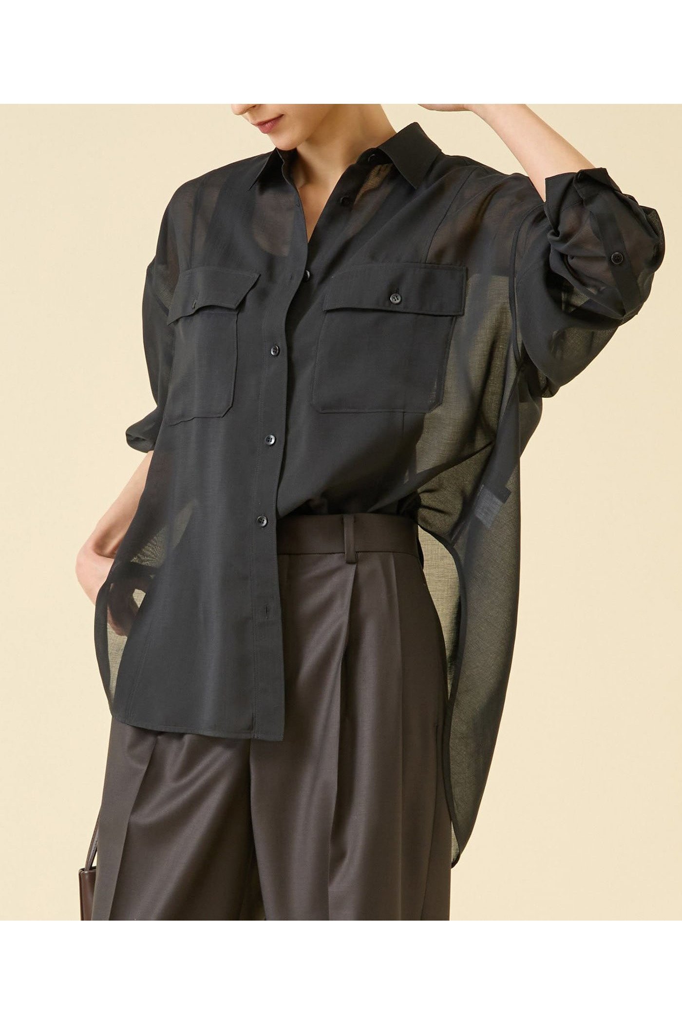【マルティニーク/martinique】のシアーシャツ(セットアップ可) インテリア・キッズ・メンズ・レディースファッション・服の通販 founy(ファニー) 　ファッション　Fashion　レディースファッション　Fashion for Women　トップス・カットソー　Cut & Sew Tops　シャツ・ブラウス・オフィスカジュアル　Elegant Blouses & Button-Ups　2025年　2025　2025-2026秋冬・A/W　Autumn/Winter 2025–26 AW25–26　おすすめ　Recommended / Our Picks　シアー　Sheer, See-Through　スリーブ　Sleeve, Long Sleeve / Short Sleeve　セットアップ　Set-Up, Coordinated Outfit　タンク　Tank Top, Sleeveless Top　タートル　Turtleneck, Turtle Collar　チェック　Check, Plaid, Tartan　フレア　Flare, Flared　メンズ　Men's, Menswear　ロング　Long, Long-Length　夏　Summer　無地　Plain, Solid Color　A/W・秋冬　Autumn/Winter　羽織　Haori, Light Jacket　ブラック|ID: prp329100004615986 ipo3291000000033059889