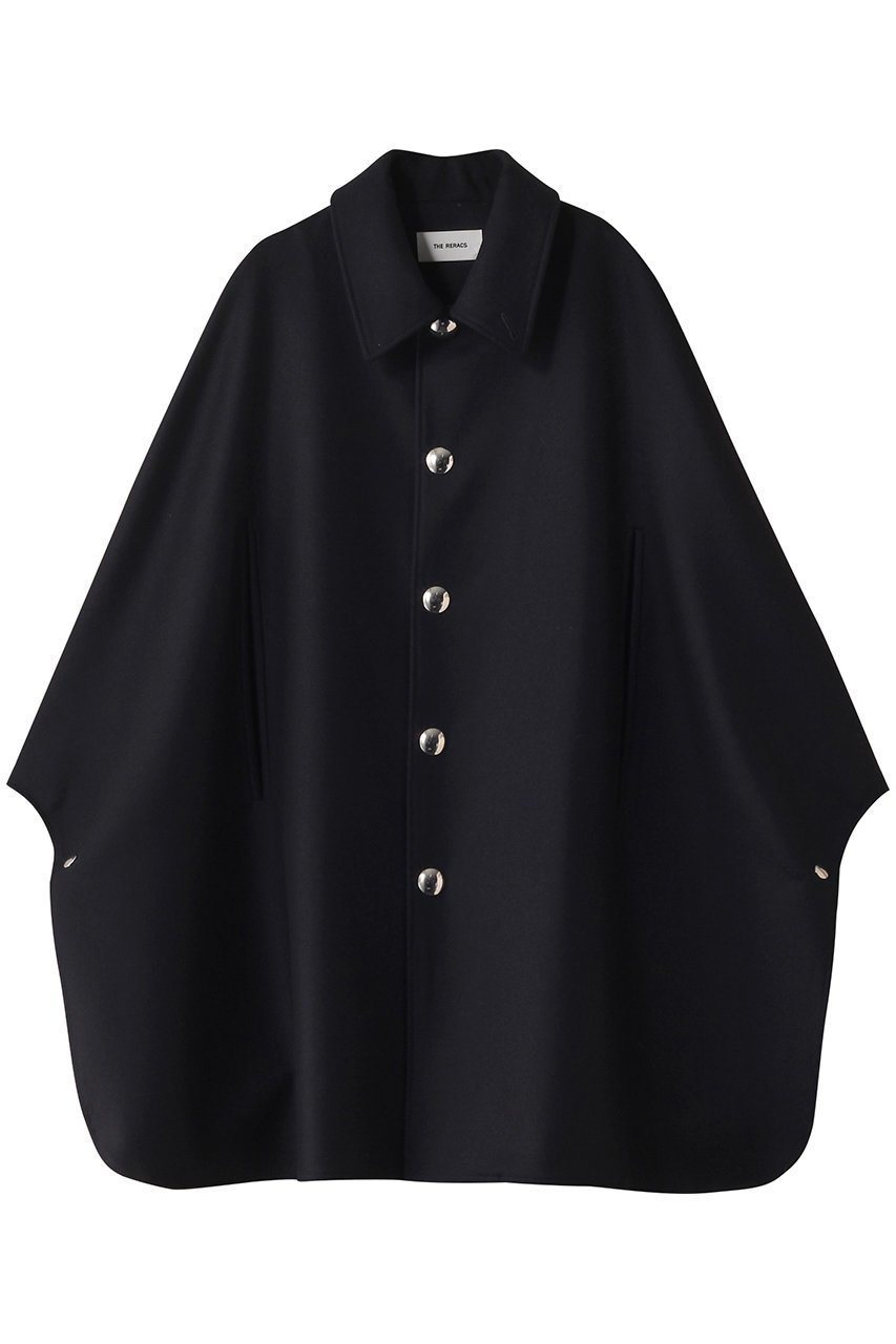 【ザ リラクス/THE RERACS】のケープポンチョ インテリア・キッズ・メンズ・レディースファッション・服の通販 founy(ファニー) 　ファッション　Fashion　レディースファッション　Fashion for Women　アウター　Coat / Outerwear Collection　コート・ロングコート・ピーコート　Long Coats, Peacoats & More　ポンチョ・ケープコート　Ponchos & Capes　2025年　2025　2025-2026秋冬・A/W　Autumn/Winter 2025–26 AW25–26　ショート　Short, Short Length　シルバー　Silver, Metallic Silver　A/W・秋冬　Autumn/Winter　ダークネイビー|ID: prp329100004616010 ipo3291000000033060228
