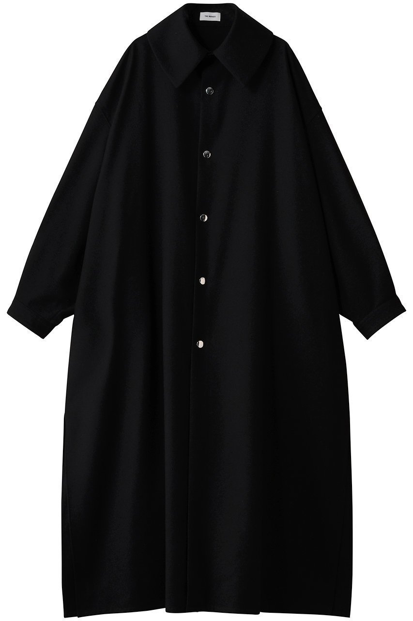 【ザ リラクス/THE RERACS】のバルカラーシャツコート インテリア・キッズ・メンズ・レディースファッション・服の通販 founy(ファニー) 　ファッション　Fashion　レディースファッション　Fashion for Women　アウター　Coat / Outerwear Collection　コート・ロングコート・ピーコート　Long Coats, Peacoats & More　シルバー　Silver, Metallic Silver　シンプル　Simple, Minimal　ドット　Polka Dot, Dot Pattern　ロング　Long, Long-Length　今季　This Season, Current Season　定番　Standard, Basic Item　ブラック|ID: prp329100004616012 ipo3291000000035694217
