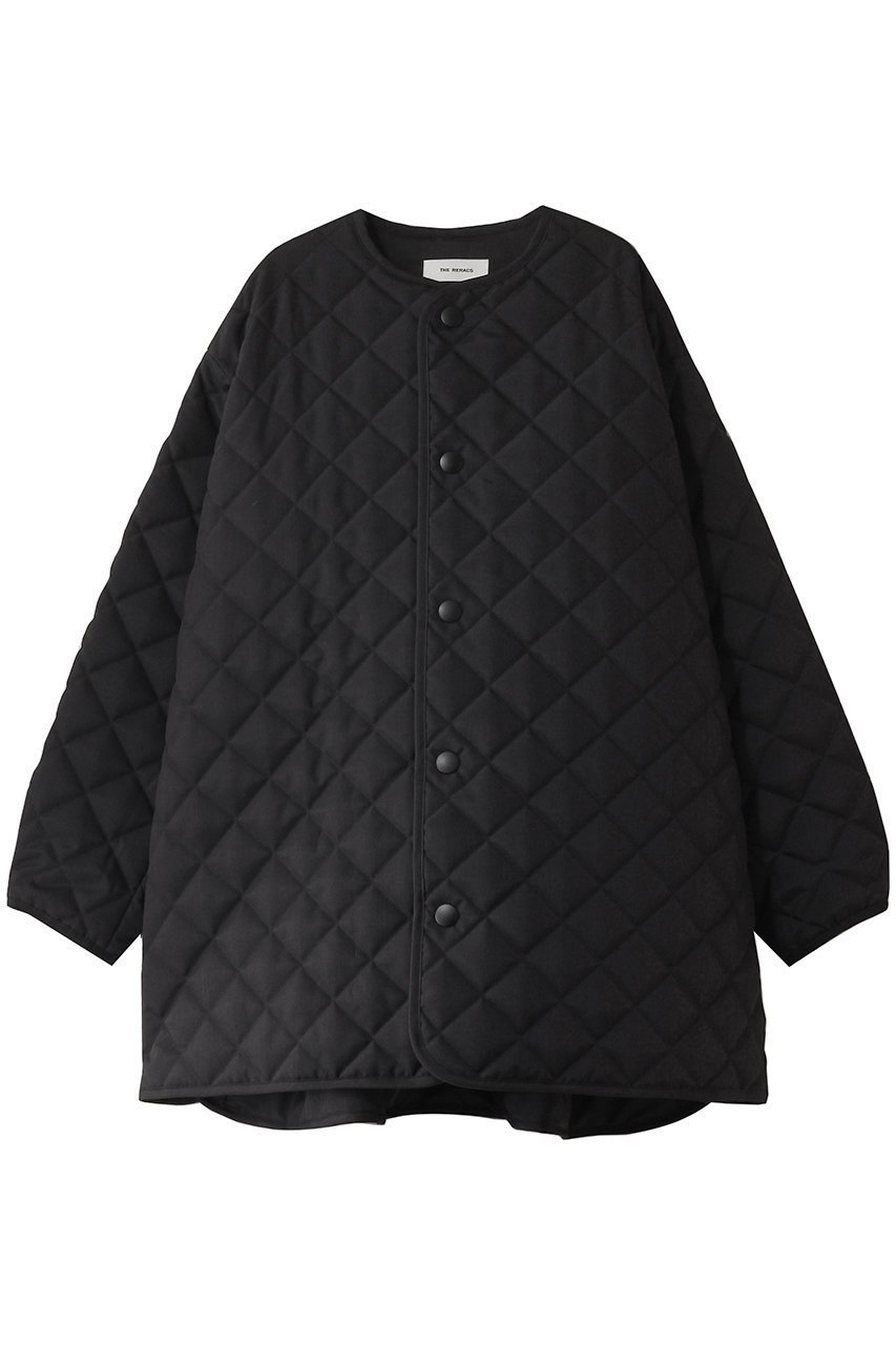 【ザ リラクス/THE RERACS】のノーカラーAラインキルティングコート インテリア・キッズ・メンズ・レディースファッション・服の通販 founy(ファニー) 　ファッション　Fashion　レディースファッション　Fashion for Women　アウター　Coat / Outerwear Collection　コート・ロングコート・ピーコート　Long Coats, Peacoats & More　2025年　2025　2025-2026秋冬・A/W　Autumn/Winter 2025–26 AW25–26　キルティング　Quilted, Quilting　シンプル　Simple, Minimal　スリット　Slit, Slit Detail　トレンド　Trend, Trending Now　ロング　Long, Long-Length　エレガント 上品　Elegant　A/W・秋冬　Autumn/Winter　ブラック|ID: prp329100004616018 ipo3291000000033060343