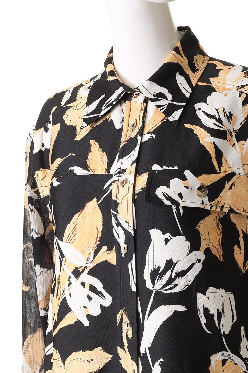 【スリーワン フィリップリム/3.1 Phillip Lim】のJOYFUL TULIPS クロップド ロングスリーブ シャツ ジャケット 人気、トレンドファッション・服の通販 founy(ファニー) 　ファッション　Fashion　レディースファッション　Fashion for Women　アウター　Coat / Outerwear Collection　レディースジャケット・軽アウター　Jackets　クロップド　Cropped, Short Length　シアー　Sheer, See-Through　シルク　Silk, 100% Silk　ジャケット　Jacket, Outerwear　スリーブ　Sleeve, Long Sleeve / Short Sleeve　チューリップ　Tube, Tube Top　プリント　Print, Printed Pattern　モダン　Modern, Contemporary　ロング　Long, Long-Length　ワイド　Wide, Wide Fit　other-5|ID: prp329100004616024 ipo3291000000036150960