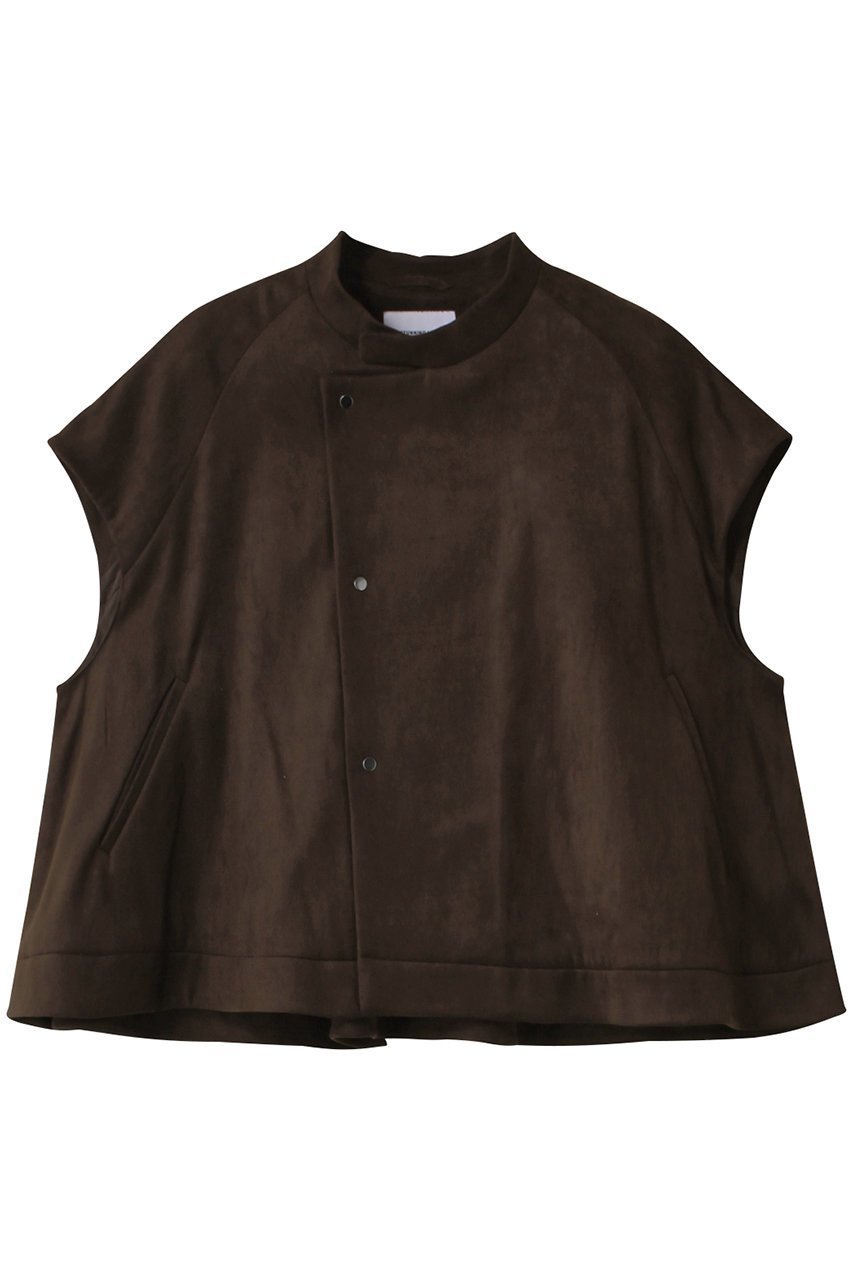 【スタニングルアー/STUNNING LURE】のrスエードAラインベスト インテリア・キッズ・メンズ・レディースファッション・服の通販 founy(ファニー) 　ファッション　Fashion　レディースファッション　Fashion for Women　アウター　Coat / Outerwear Collection　レディースジャケット・軽アウター　Jackets　なめらか　Smooth, Silky Texture　インナー　Innerwear　ショート　Short, Short Length　ジャケット　Jacket, Outerwear　ドレープ　Drape, Draping Fabric　ベスト　Vest, Waistcoat　メタリック　Metallic, Shiny Finish　ブラウン|ID: prp329100004616027 ipo3291000000036085308