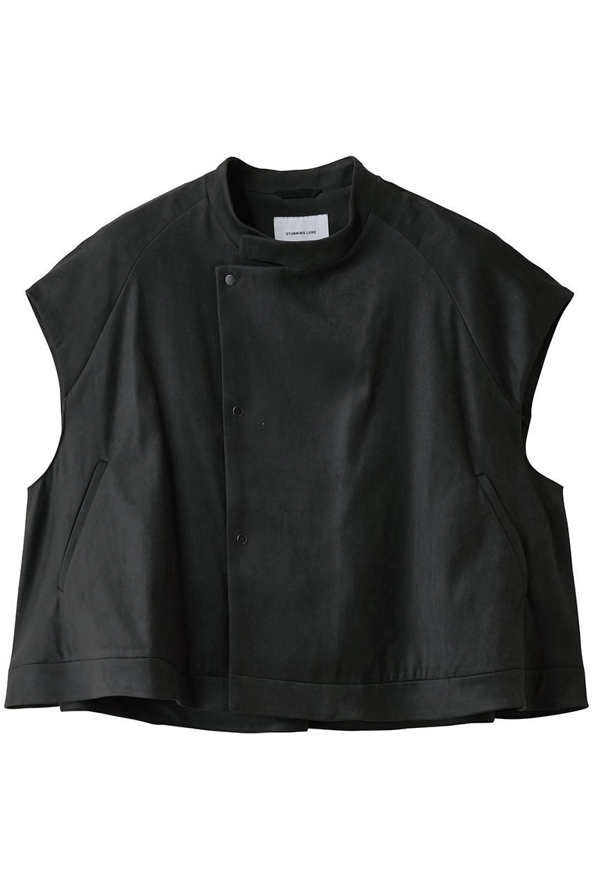 【スタニングルアー/STUNNING LURE】のrスエードAラインベスト インテリア・キッズ・メンズ・レディースファッション・服の通販 founy(ファニー) 　ファッション　Fashion　レディースファッション　Fashion for Women　アウター　Coat / Outerwear Collection　レディースジャケット・軽アウター　Jackets　なめらか　Smooth, Silky Texture　インナー　Innerwear　ショート　Short, Short Length　ジャケット　Jacket, Outerwear　ドレープ　Drape, Draping Fabric　ベスト　Vest, Waistcoat　メタリック　Metallic, Shiny Finish　ネイビー|ID: prp329100004616027 ipo3291000000036085310