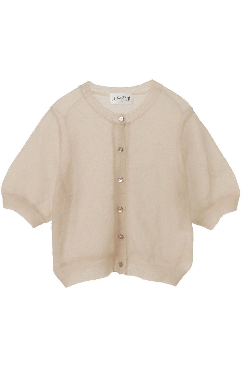 【マルティニーク/martinique】の【l heritage martinique】シアー5分袖カーディガン インテリア・キッズ・メンズ・レディースファッション・服の通販 founy(ファニー) 　ファッション　Fashion　レディースファッション　Fashion for Women　トップス・カットソー　Cut & Sew Tops　ニット　Knit Tops & Sweaters　カーディガン・羽織り　Layered Style Cardigans　おすすめ　Recommended / Our Picks　イタリア　Italy　カーディガン　Cardigan, Knitwear　シアー　Sheer, See-Through　レオパード　Leopard, Animal Print　エレガント 上品　Elegant　人気　Popular, Best Seller　再入荷　Restock / Back in Stock　ベージュ|ID: prp329100004616044 ipo3291000000035346553