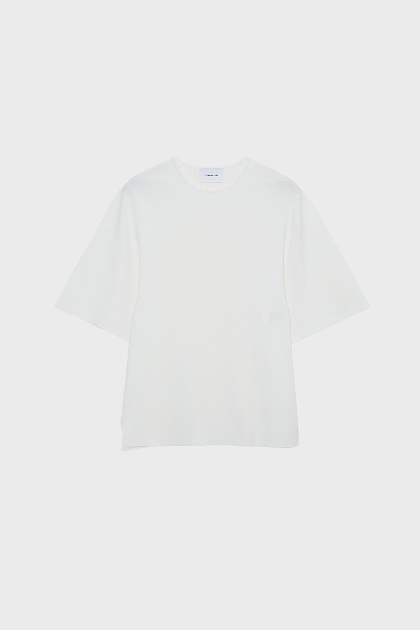 【スタニングルアー/STUNNING LURE】のrハーフスリーブニットTシャツ 人気、トレンドファッション・服の通販 founy(ファニー) 　ファッション　Fashion　レディースファッション　Fashion for Women　トップス・カットソー　Cut & Sew Tops　ニット　Knit Tops & Sweaters　シャツ・ブラウス・オフィスカジュアル　Elegant Blouses & Button-Ups　ロングTシャツ・Tシャツ　Longline T-Shirts & Tees　カジュアルプルオーバー・ニットトップス　Pullovers & Knit Tops / Casual Pullovers　シェイプ　Shape, Slim Fit　ショルダー　Shoulder, Shoulder Strap　夏　Summer　新作・新入荷　New Arrivals / New In　 other-1|ID: prp329100004616046 ipo3291000000033060646