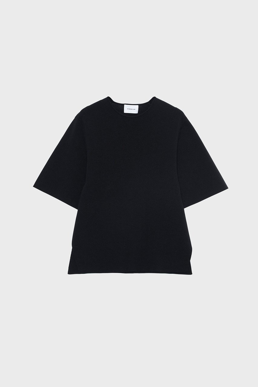 【スタニングルアー/STUNNING LURE】のrハーフスリーブニットTシャツ インテリア・キッズ・メンズ・レディースファッション・服の通販 founy(ファニー) 　ファッション　Fashion　レディースファッション　Fashion for Women　トップス・カットソー　Cut & Sew Tops　ニット　Knit Tops & Sweaters　シャツ・ブラウス・オフィスカジュアル　Elegant Blouses & Button-Ups　ロングTシャツ・Tシャツ　Longline T-Shirts & Tees　カジュアルプルオーバー・ニットトップス　Pullovers & Knit Tops / Casual Pullovers　シェイプ　Shape, Slim Fit　ショルダー　Shoulder, Shoulder Strap　夏　Summer　新作・新入荷　New Arrivals / New In　ブラック|ID: prp329100004616046 ipo3291000000033060652