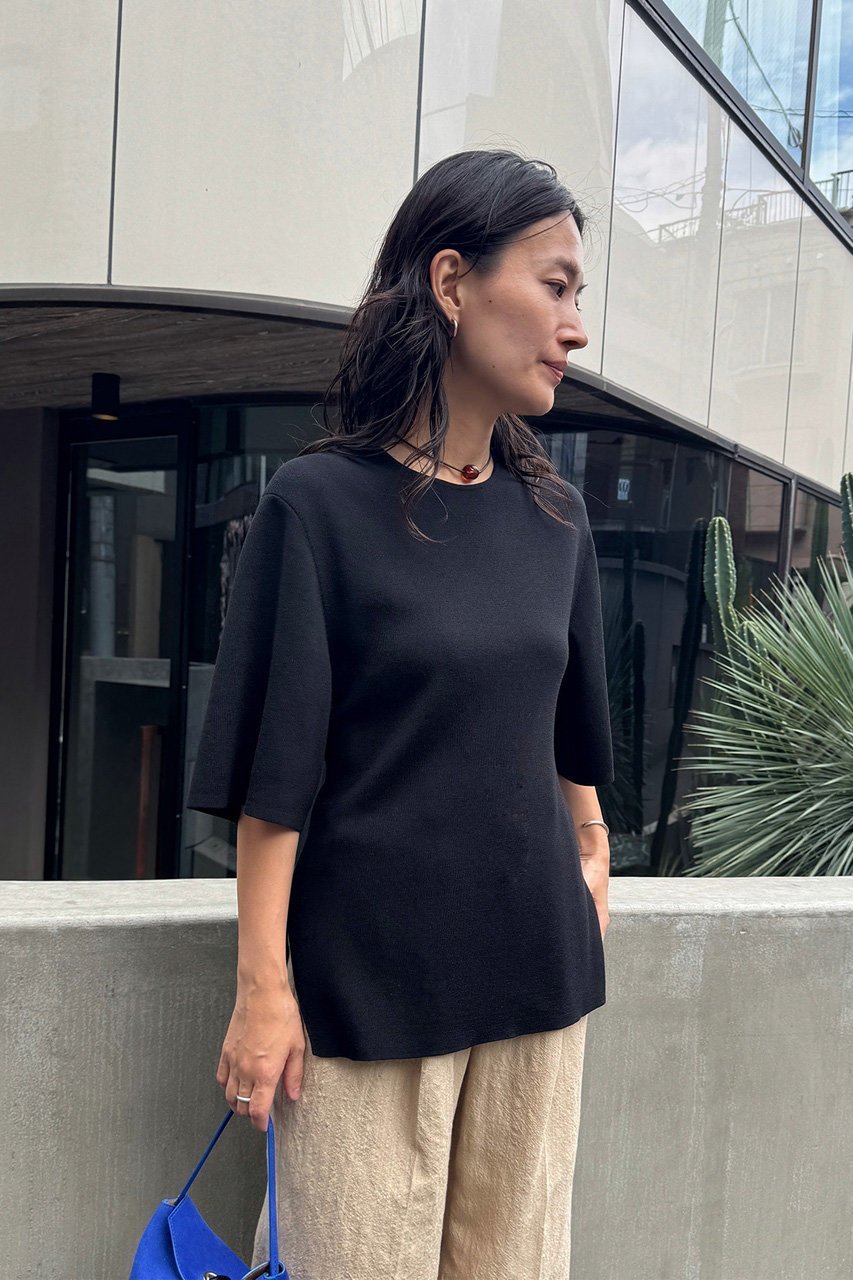 【スタニングルアー/STUNNING LURE】のrハーフスリーブニットTシャツ 人気、トレンドファッション・服の通販 founy(ファニー) 　ファッション　Fashion　レディースファッション　Fashion for Women　トップス・カットソー　Cut & Sew Tops　ニット　Knit Tops & Sweaters　シャツ・ブラウス・オフィスカジュアル　Elegant Blouses & Button-Ups　ロングTシャツ・Tシャツ　Longline T-Shirts & Tees　カジュアルプルオーバー・ニットトップス　Pullovers & Knit Tops / Casual Pullovers　シェイプ　Shape, Slim Fit　ショルダー　Shoulder, Shoulder Strap　夏　Summer　other-8|ID: prp329100004616046 ipo3291000000033511025