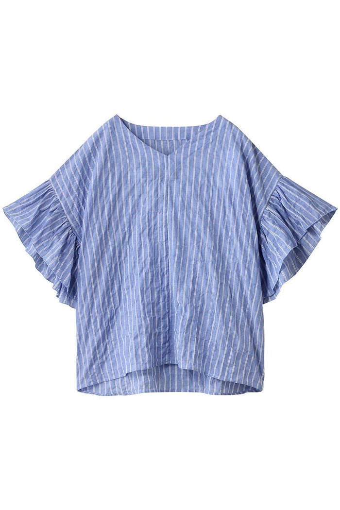 【ナナデコール/nanadecor】のユーカリストライプローズマリーVトップス インテリア・キッズ・メンズ・レディースファッション・服の通販 founy(ファニー) https://founy.com/ ファッション Fashion レディースファッション Fashion for Women トップス・カットソー Cut & Sew Tops ストライプ Stripe, Striped Pattern パジャマ Pajamas, Sleepwear フリル Frill, Ruffle リラックス Relax, Relaxed Fit |ID: prp329100004616075 ipo3291000000033060975