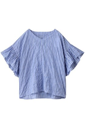 【ナナデコール/nanadecor】 ユーカリストライプローズマリーVトップス人気、トレンドファッション・服の通販 founy(ファニー) ファッション Fashion レディースファッション Fashion for Women トップス・カットソー Cut & Sew Tops ストライプ Stripe, Striped Pattern パジャマ Pajamas, Sleepwear フリル Frill, Ruffle リラックス Relax, Relaxed Fit 新作・新入荷 New Arrivals / New In |ID:prp329100004616075