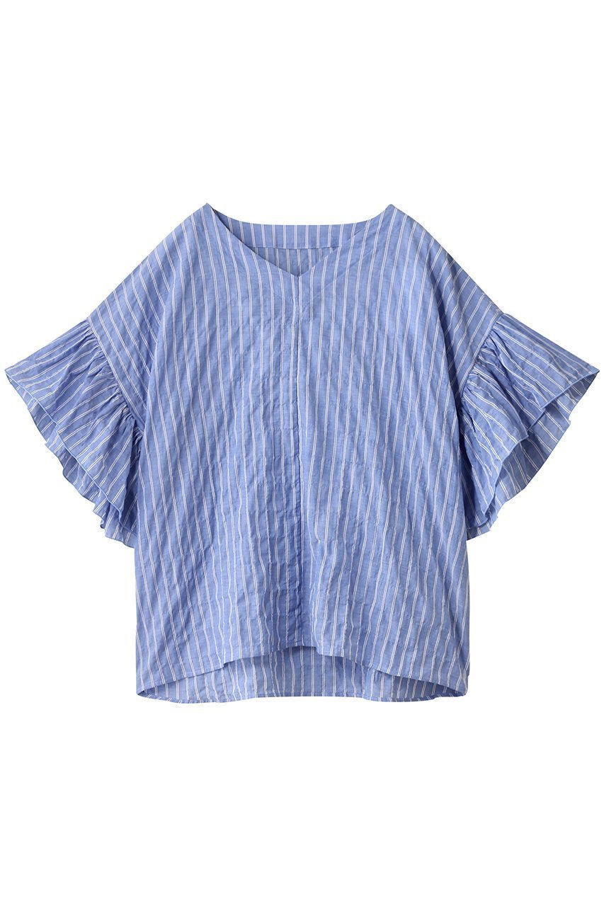【ナナデコール/nanadecor】のユーカリストライプローズマリーVトップス 人気、トレンドファッション・服の通販 founy(ファニー) 　ファッション　Fashion　レディースファッション　Fashion for Women　トップス・カットソー　Cut & Sew Tops　ストライプ　Stripe, Striped Pattern　パジャマ　Pajamas, Sleepwear　フリル　Frill, Ruffle　リラックス　Relax, Relaxed Fit　新作・新入荷　New Arrivals / New In　 other-1|ID: prp329100004616075 ipo3291000000033060975